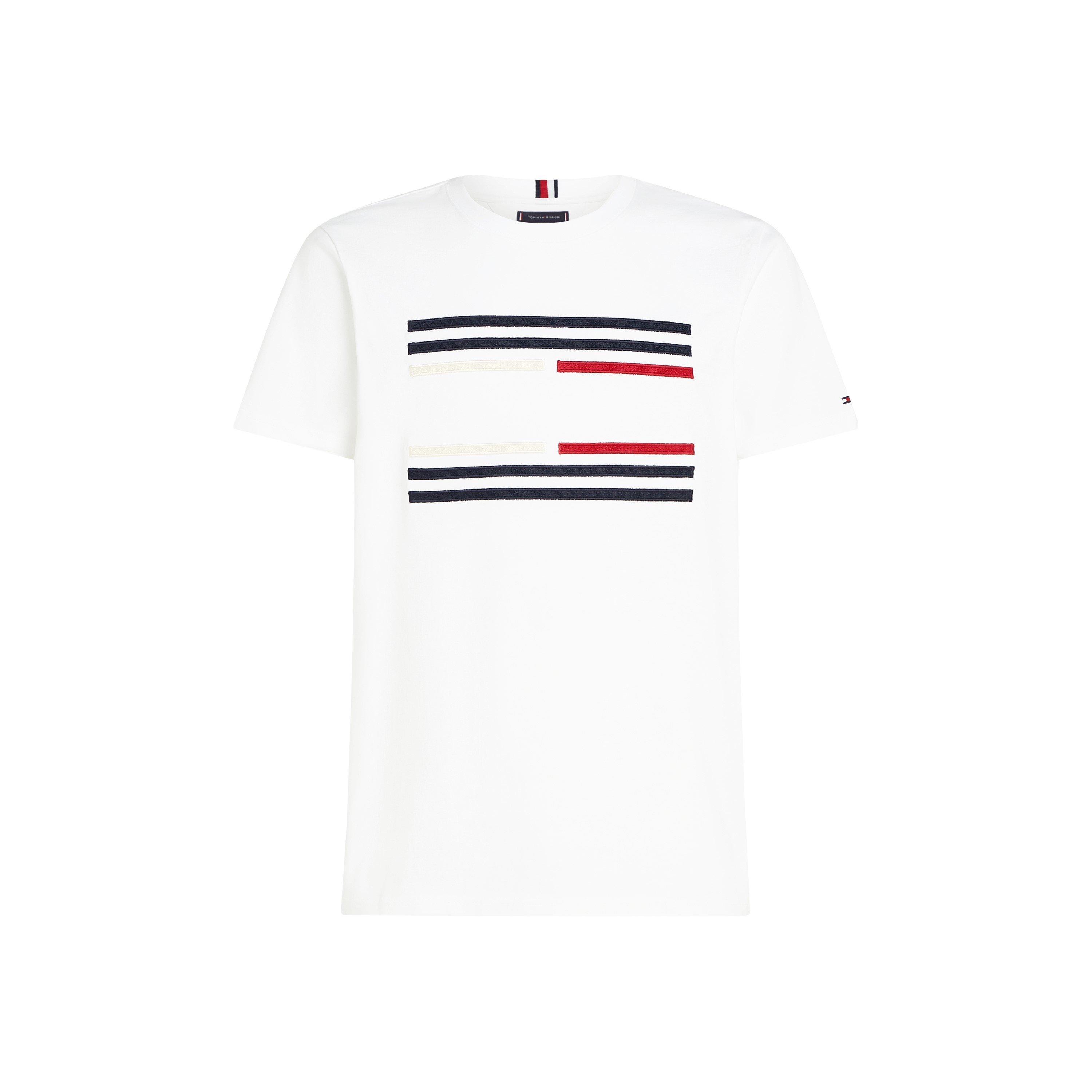 White - Tommy Hilfiger - Men's Grosgrain Tape Flag Regular Fit T-Shirt - 5