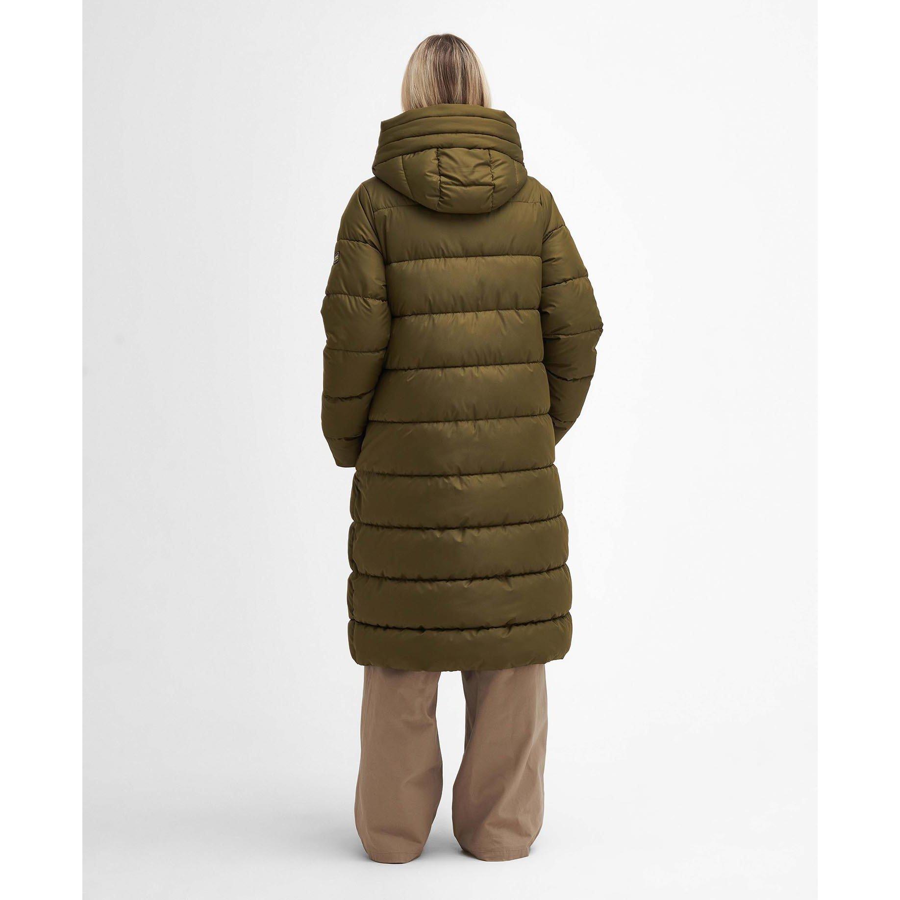 Empire Green - Barbour International - Women's Barron Quilted Funnel Collar Long Puffer Jacket - 2