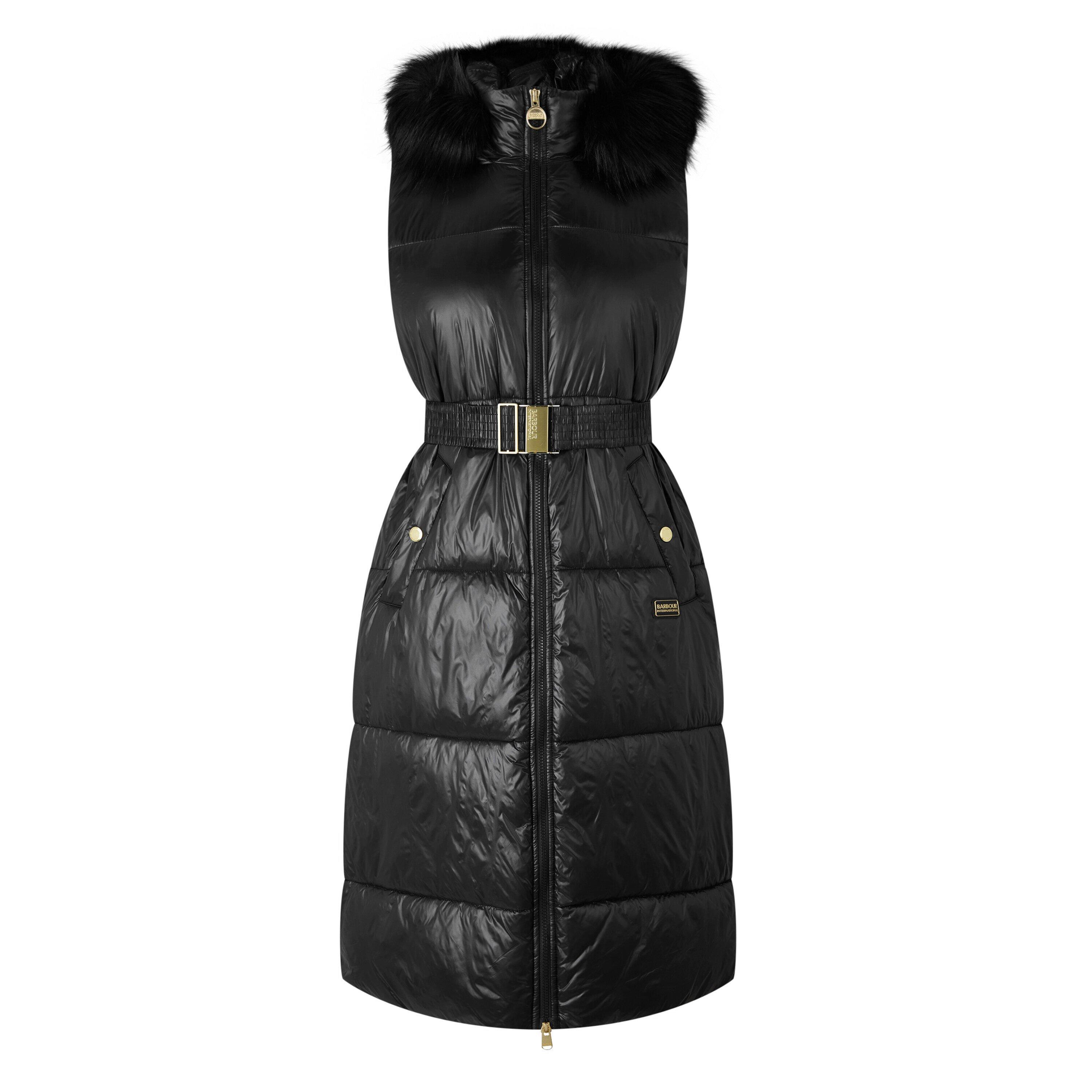 Black - Barbour International - Women's Saskia Quilted Padded Mid-Length Hooded Zip Gilet - 5