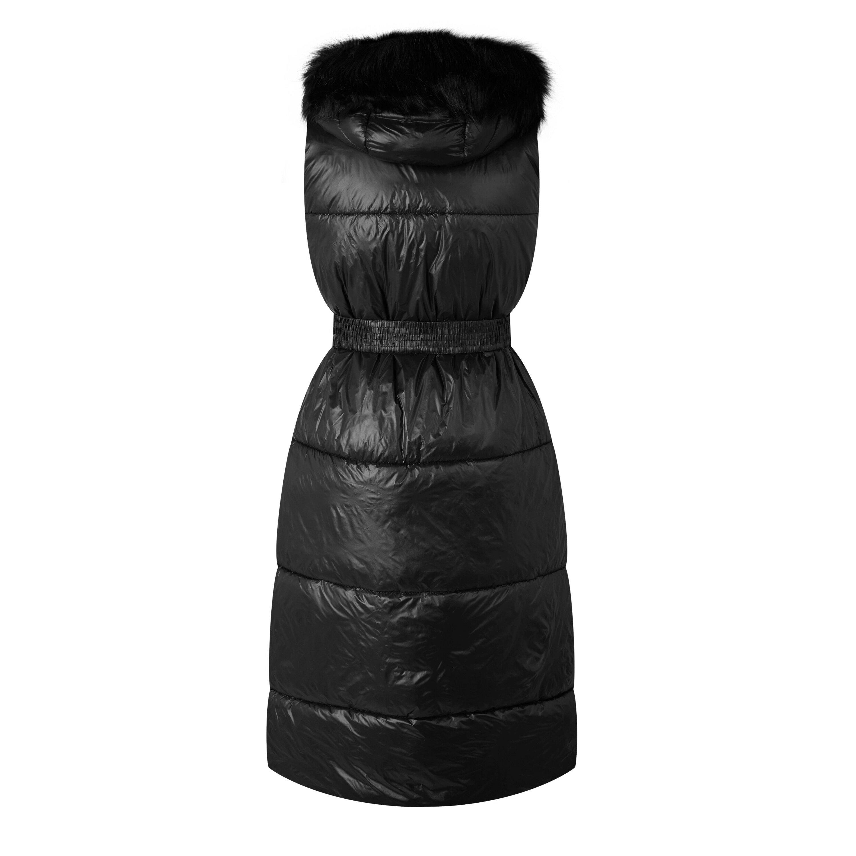 Black - Barbour International - Women's Saskia Quilted Padded Mid-Length Hooded Zip Gilet - 6