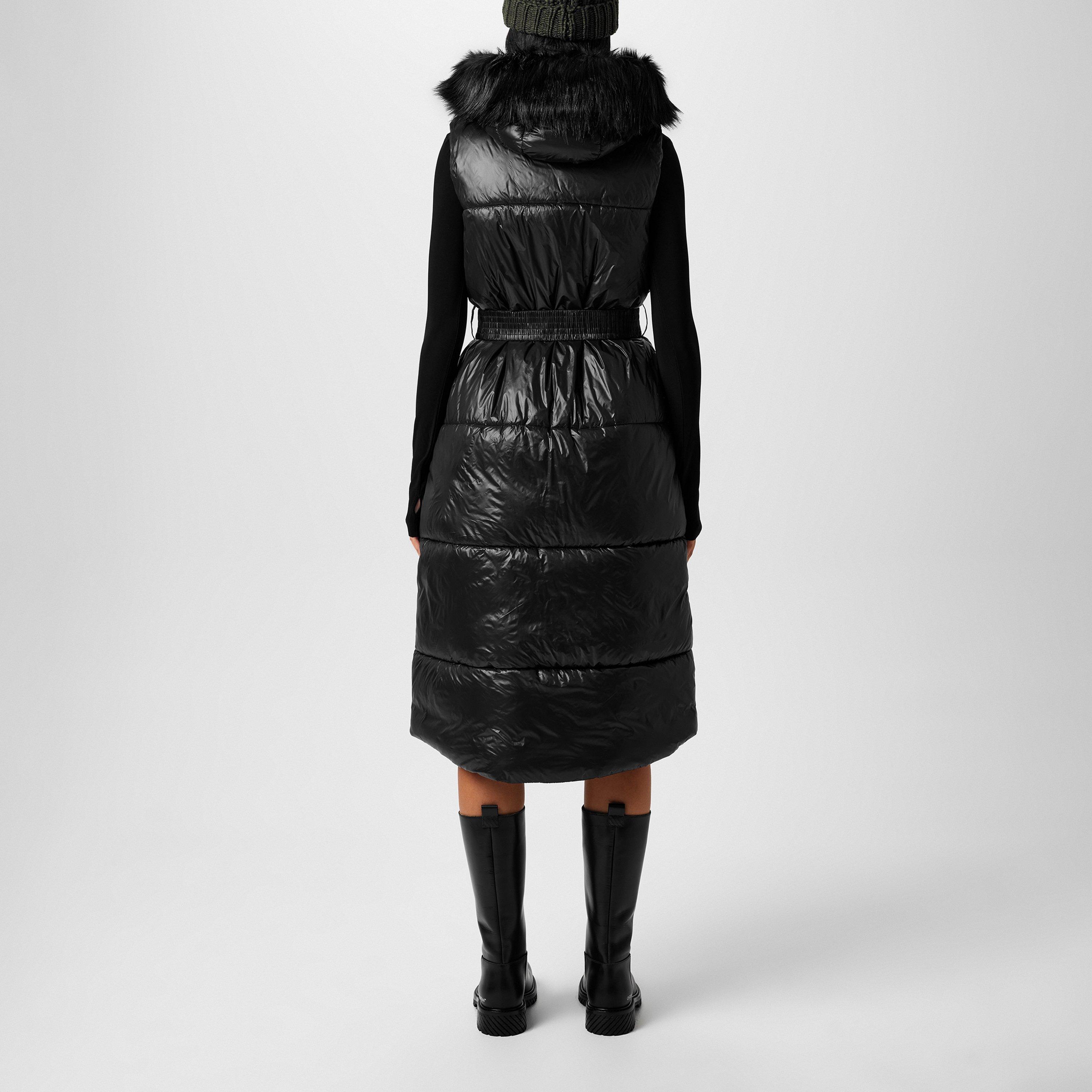 Black - Barbour International - Women's Saskia Quilted Padded Mid-Length Hooded Zip Gilet - 3