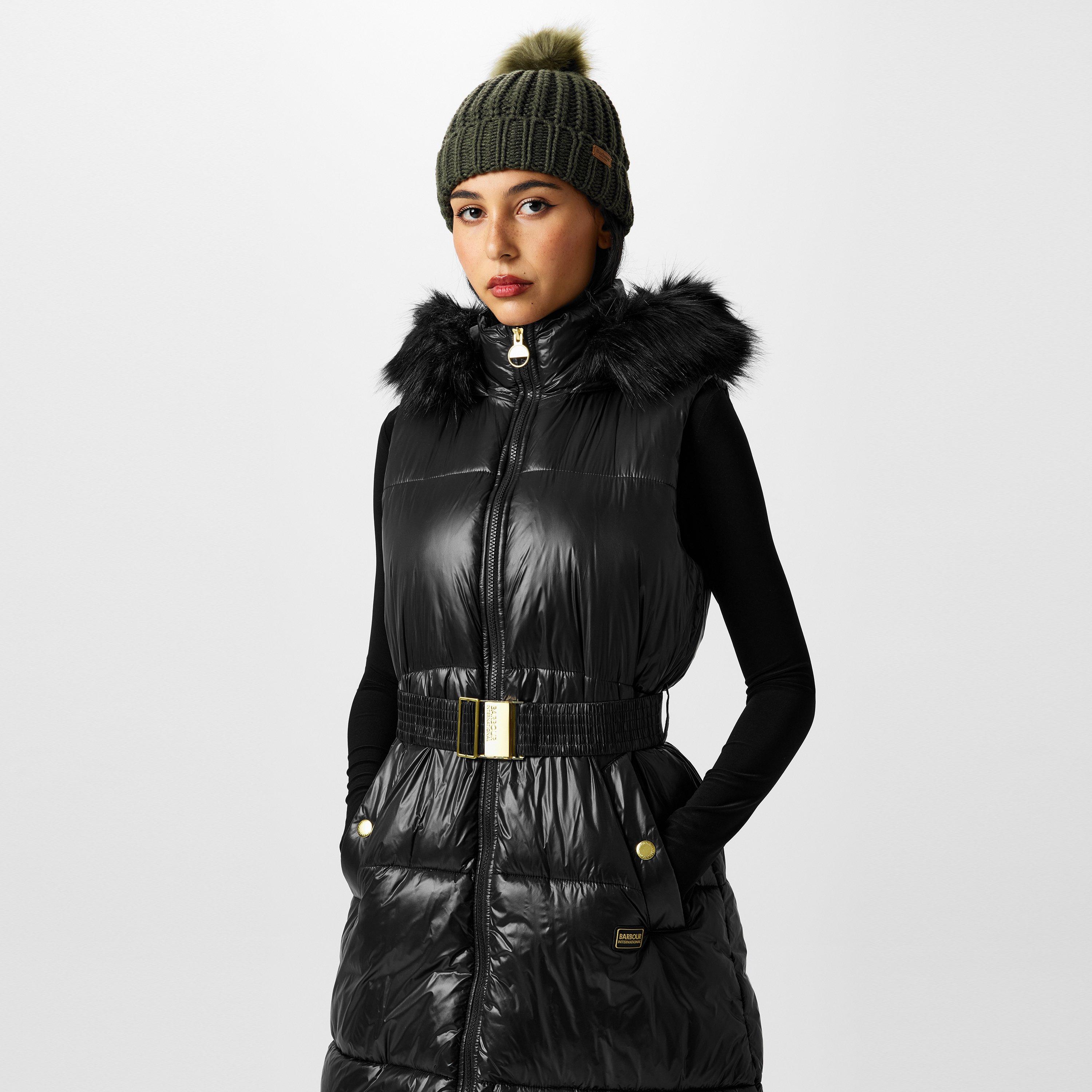 Black - Barbour International - Women's Saskia Quilted Padded Mid-Length Hooded Zip Gilet - 4