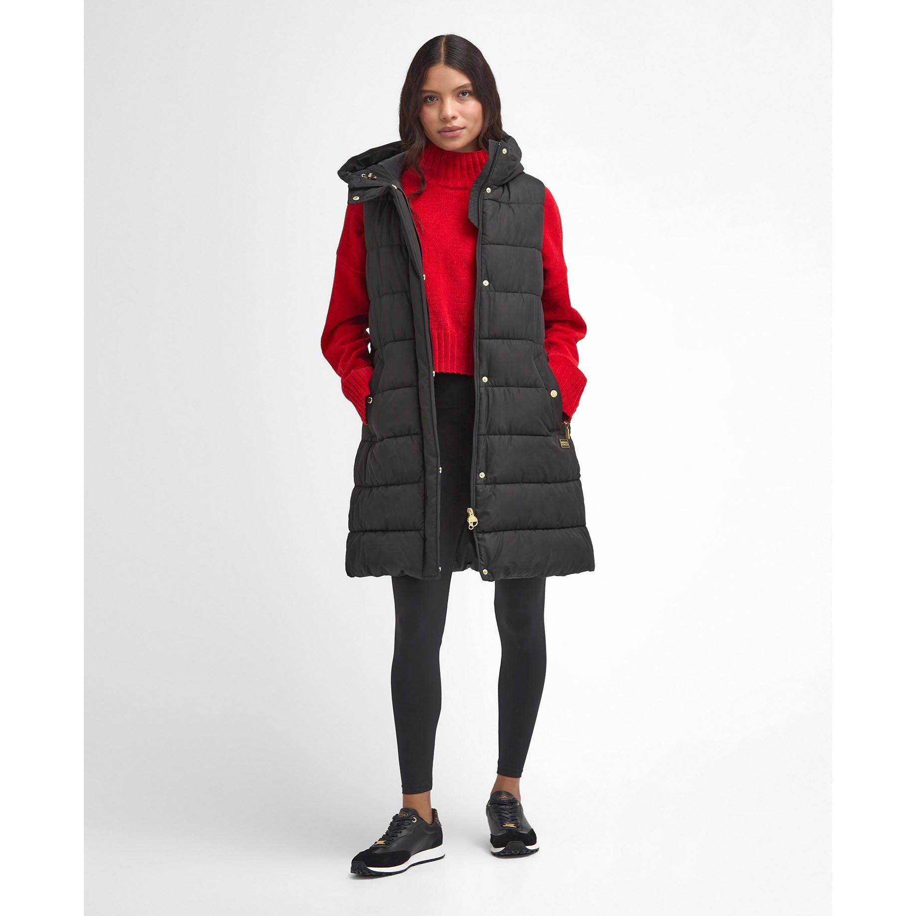 Black - Barbour International - Women's Greyson Fiber Down Sleeveless Snorkel Hood Gilet - 1