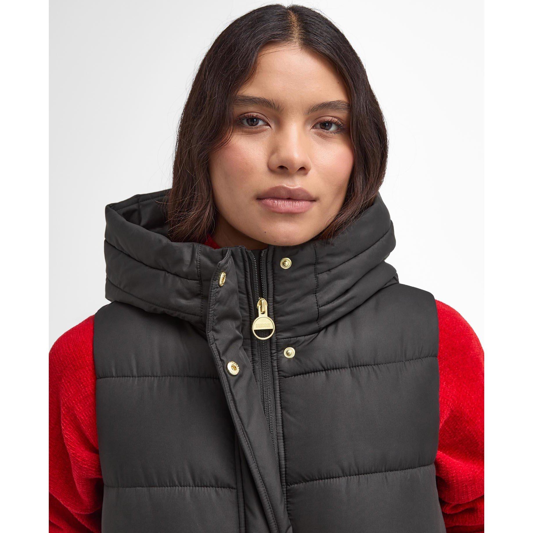 Black - Barbour International - Women's Greyson Fiber Down Sleeveless Snorkel Hood Gilet - 4