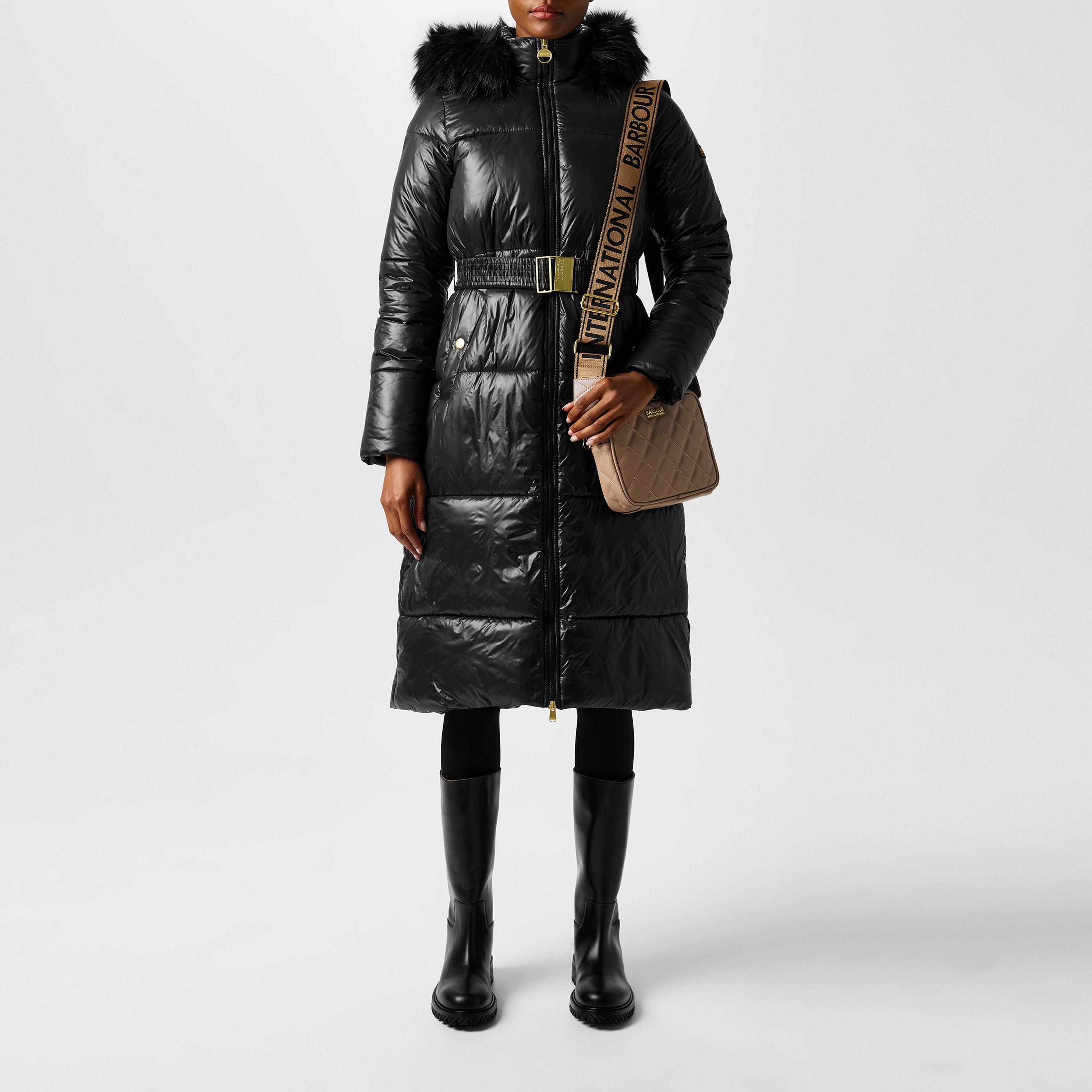 Black - Barbour International - Women's Saskia Hooded Long Sleeve Long Puffer Jacket - 1