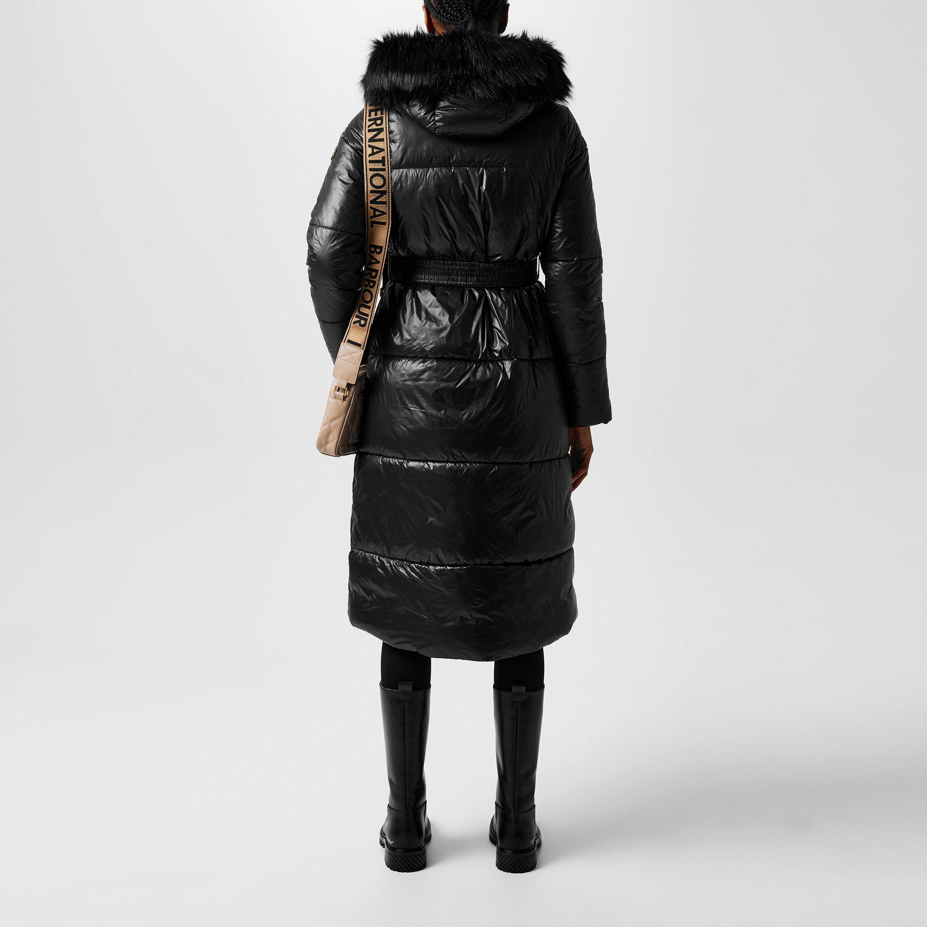 Black - Barbour International - Women's Saskia Hooded Long Sleeve Long Puffer Jacket - 3