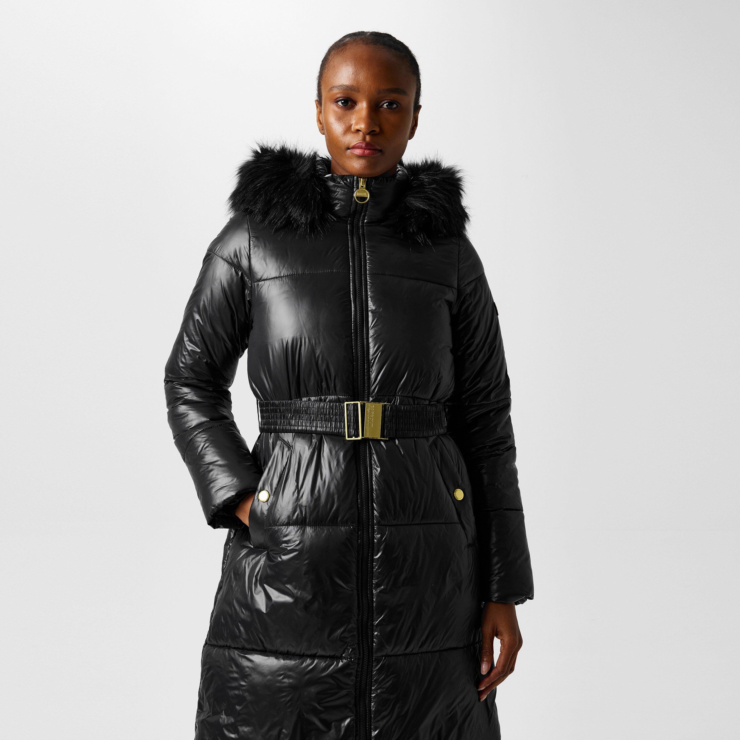Black - Barbour International - Women's Saskia Hooded Long Sleeve Long Puffer Jacket - 4
