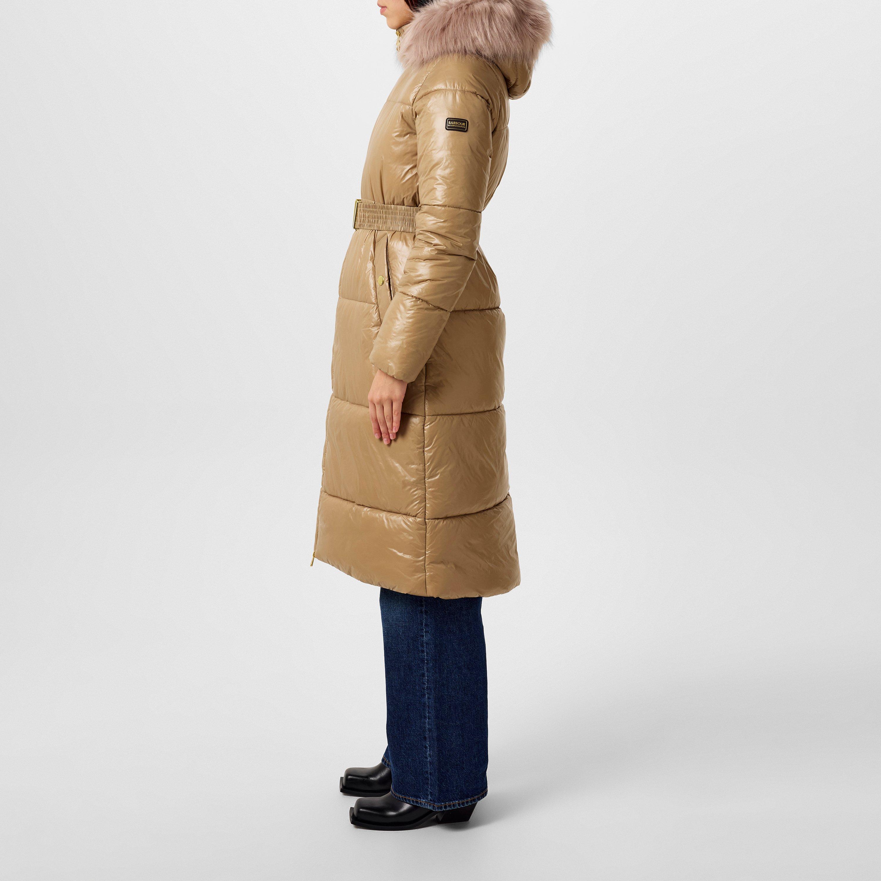 Light Trench - Barbour International - Women's Saskia Hooded Long Sleeve Long Puffer Jacket - 2