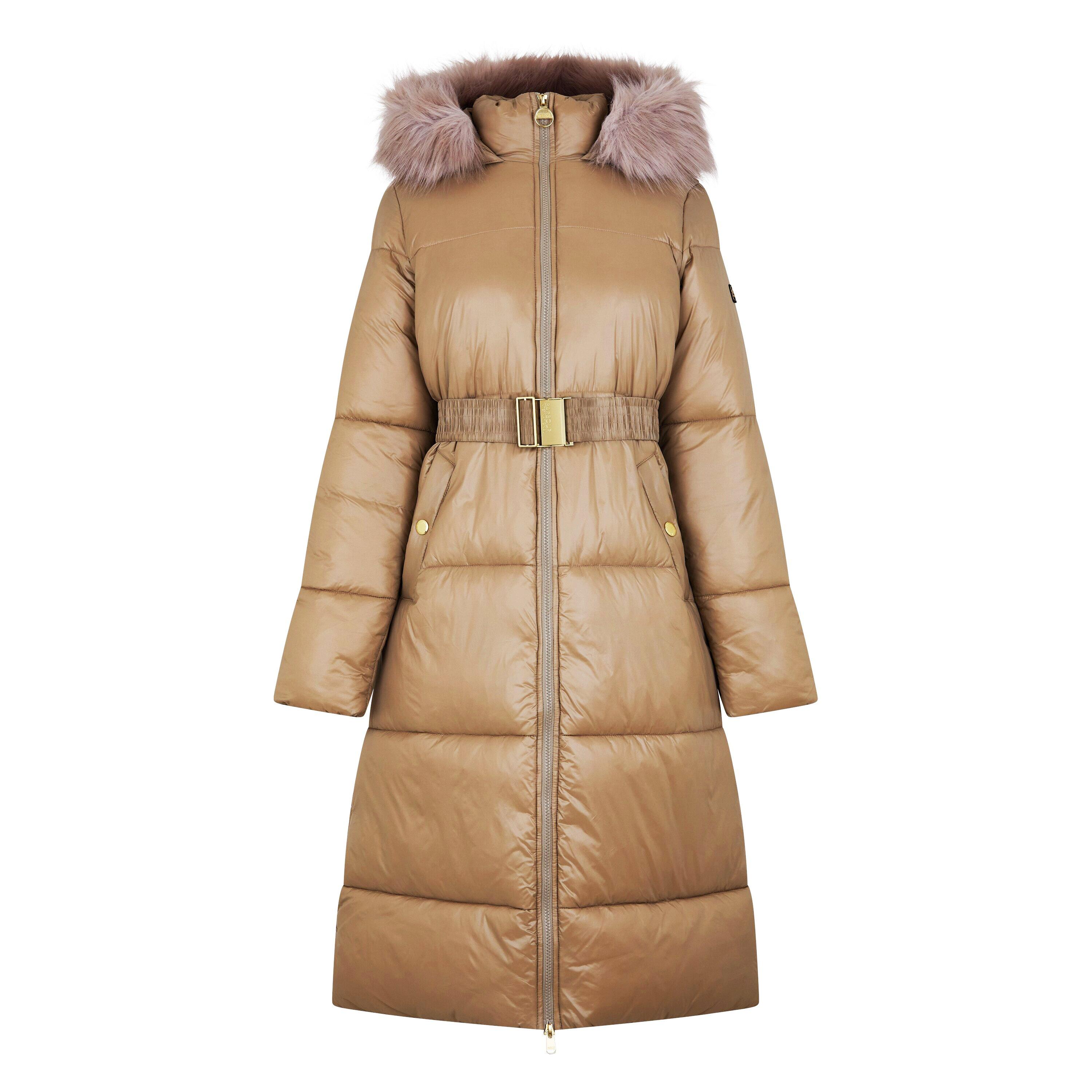 Light Trench - Barbour International - Women's Saskia Hooded Long Sleeve Long Puffer Jacket - 5