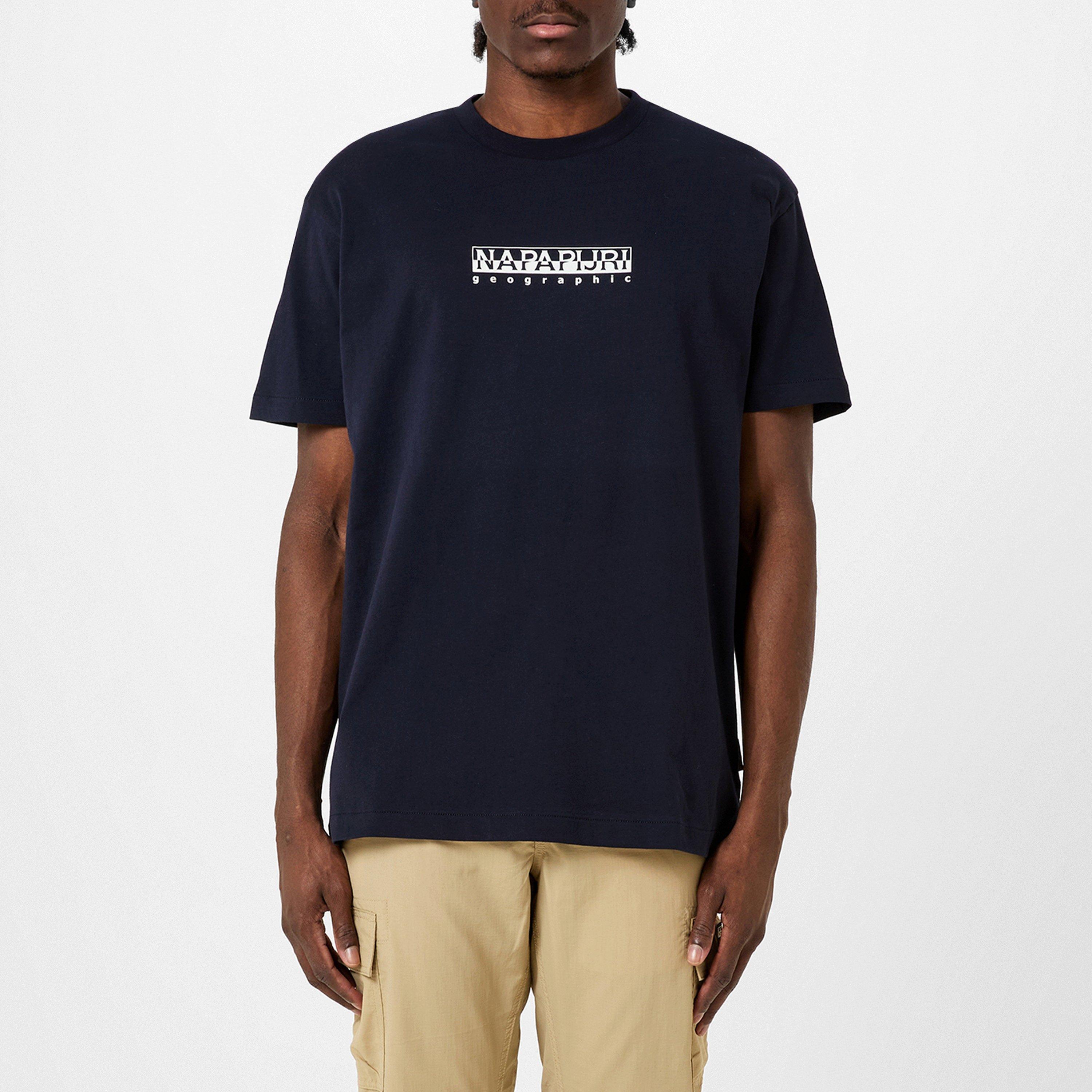 Navy - Napapijri - Small Box Logo Short Sleeve T Shirt - 1