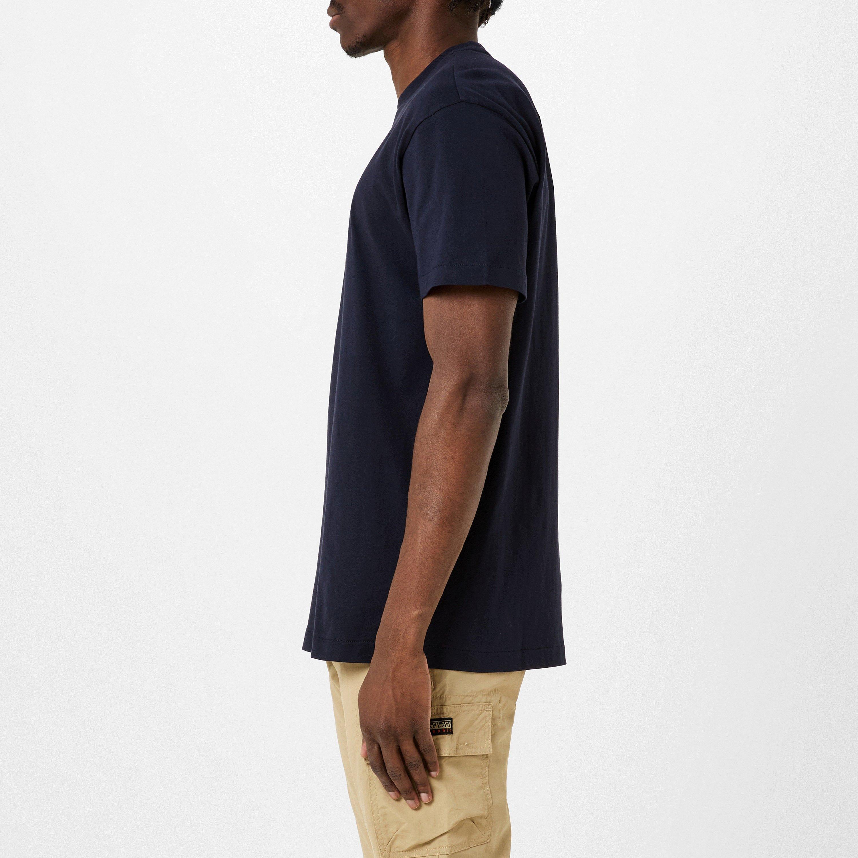 Navy - Napapijri - Small Box Logo Short Sleeve T Shirt - 2