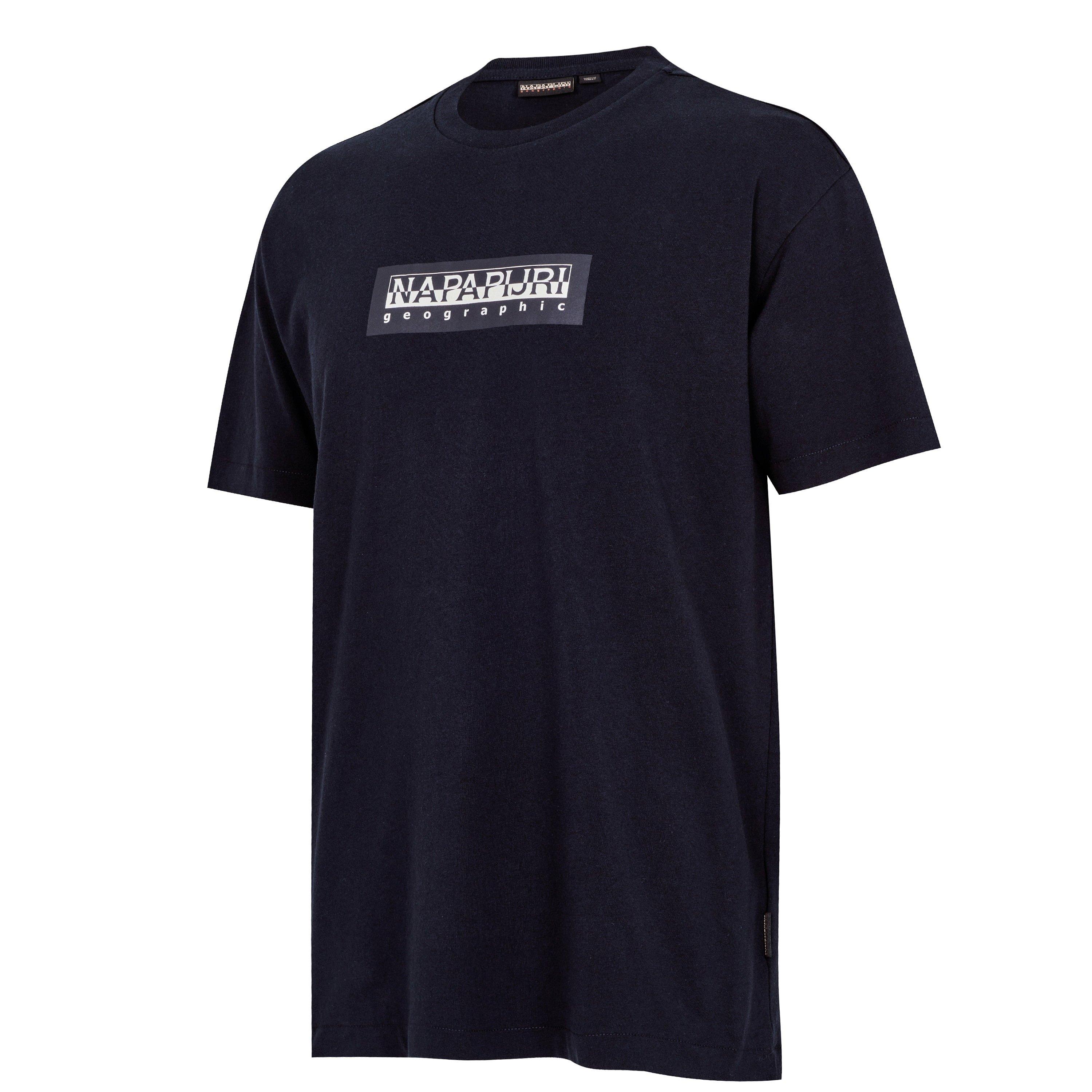 Navy - Napapijri - Small Box Logo Short Sleeve T Shirt - 6