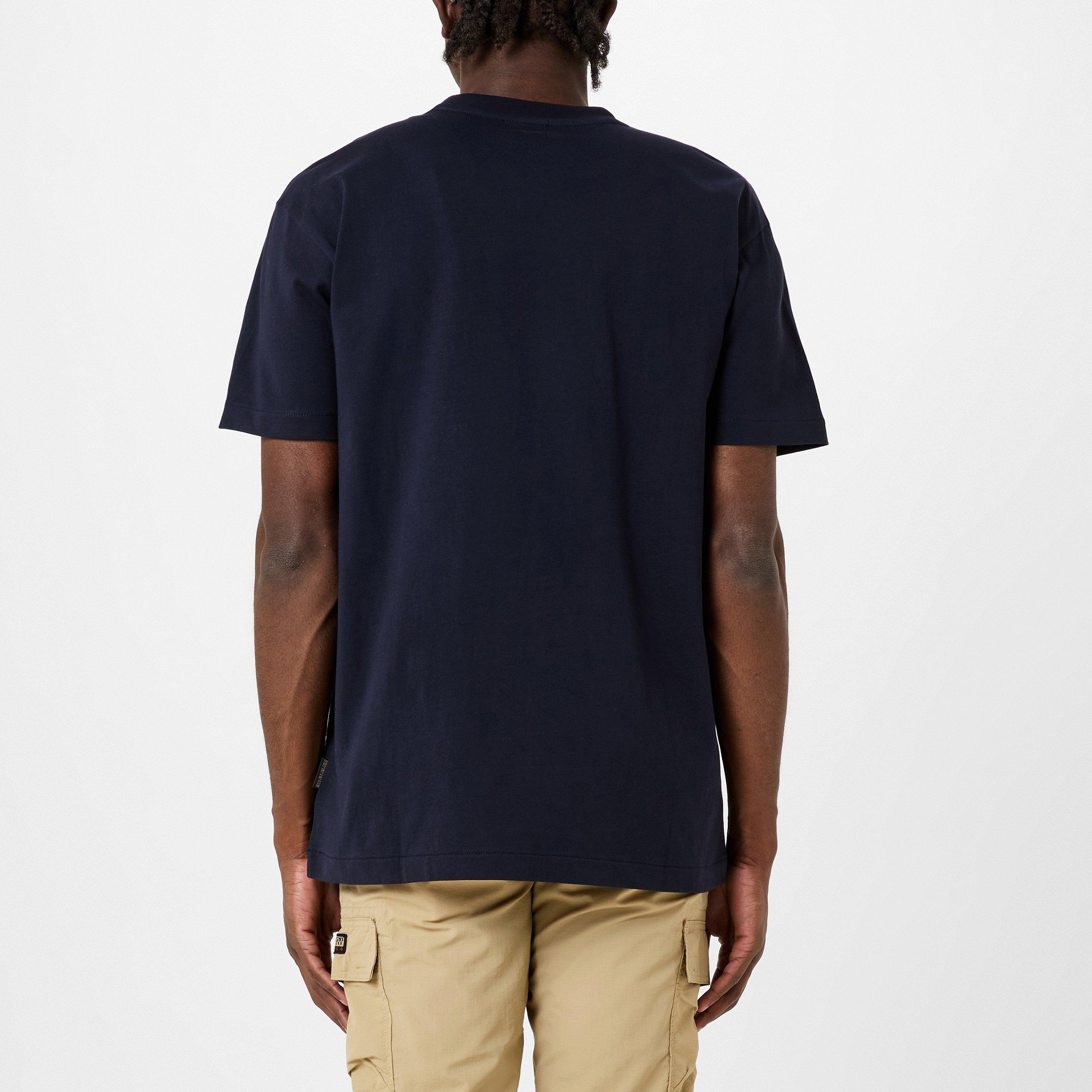 Navy - Napapijri - Small Box Logo Short Sleeve T Shirt - 3