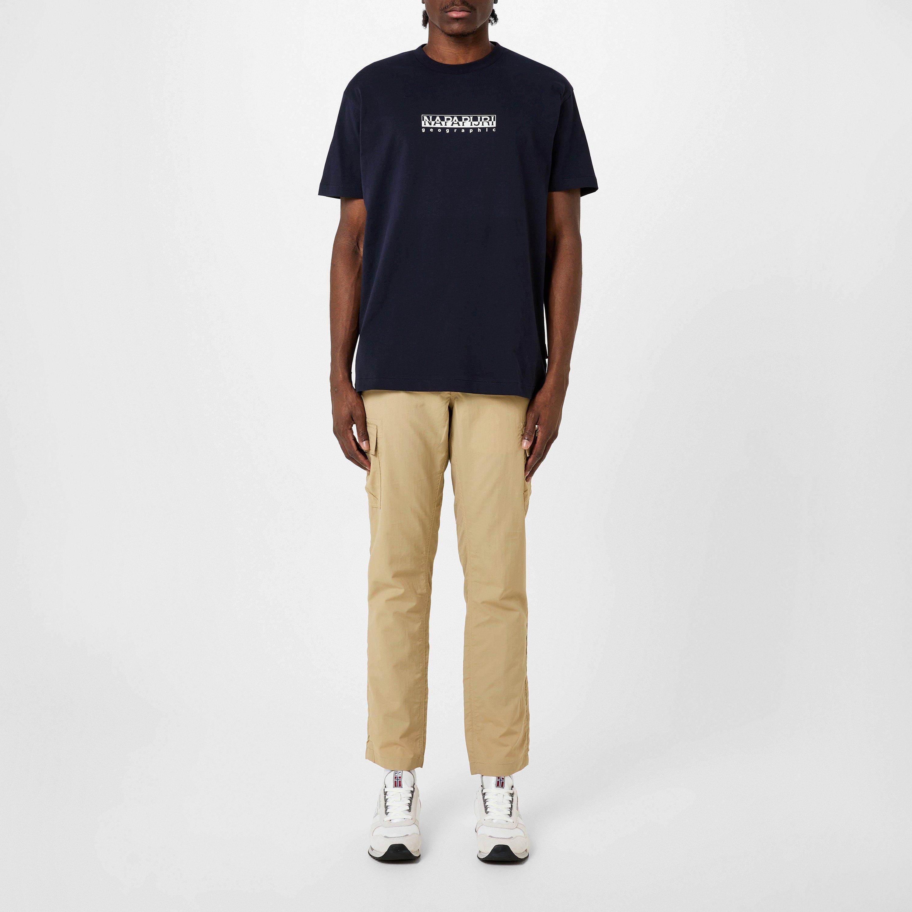 Navy - Napapijri - Small Box Logo Short Sleeve T Shirt - 4