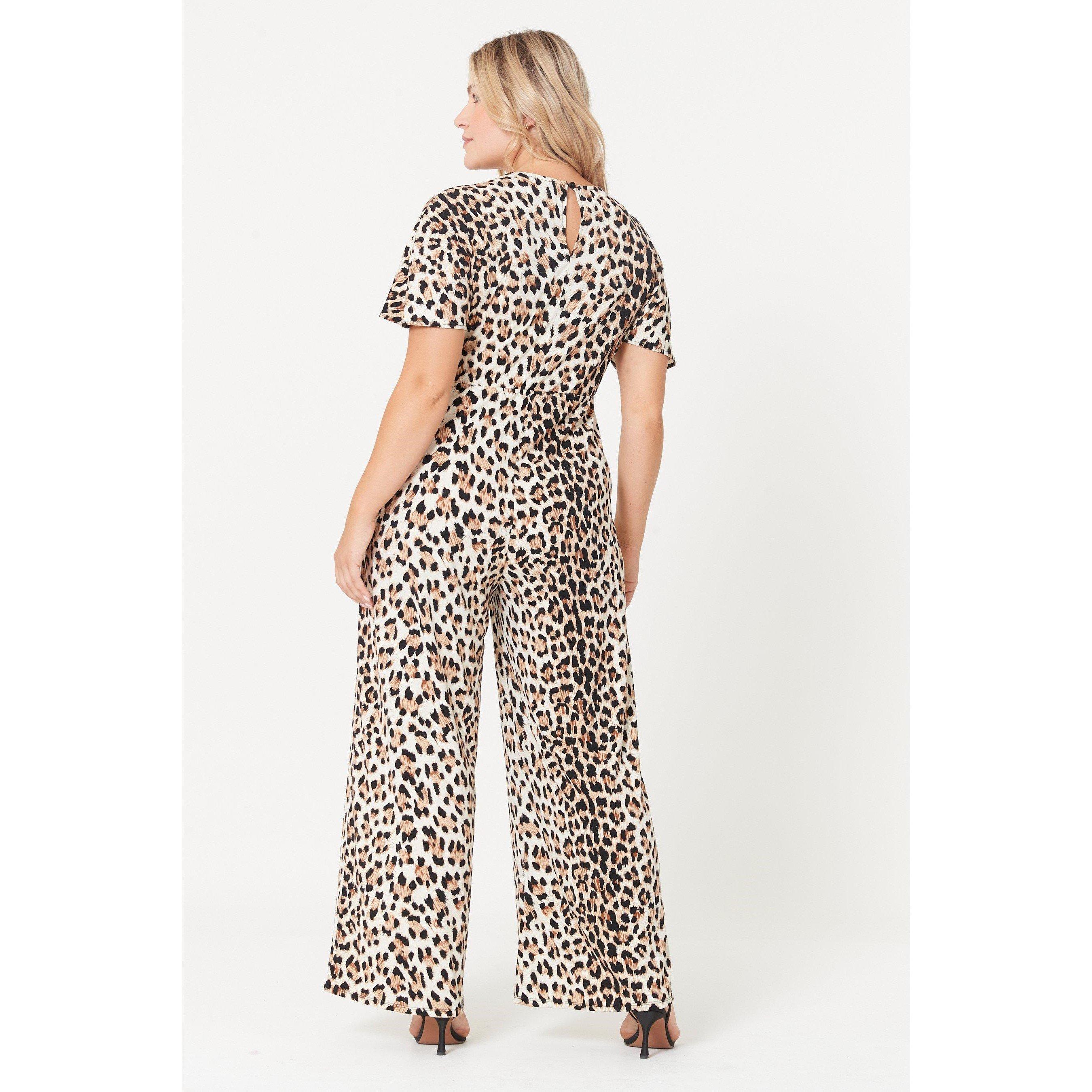 Castanho - Be You - BeYou Animal Print Wide Leg Jumpsuit Womens - 4