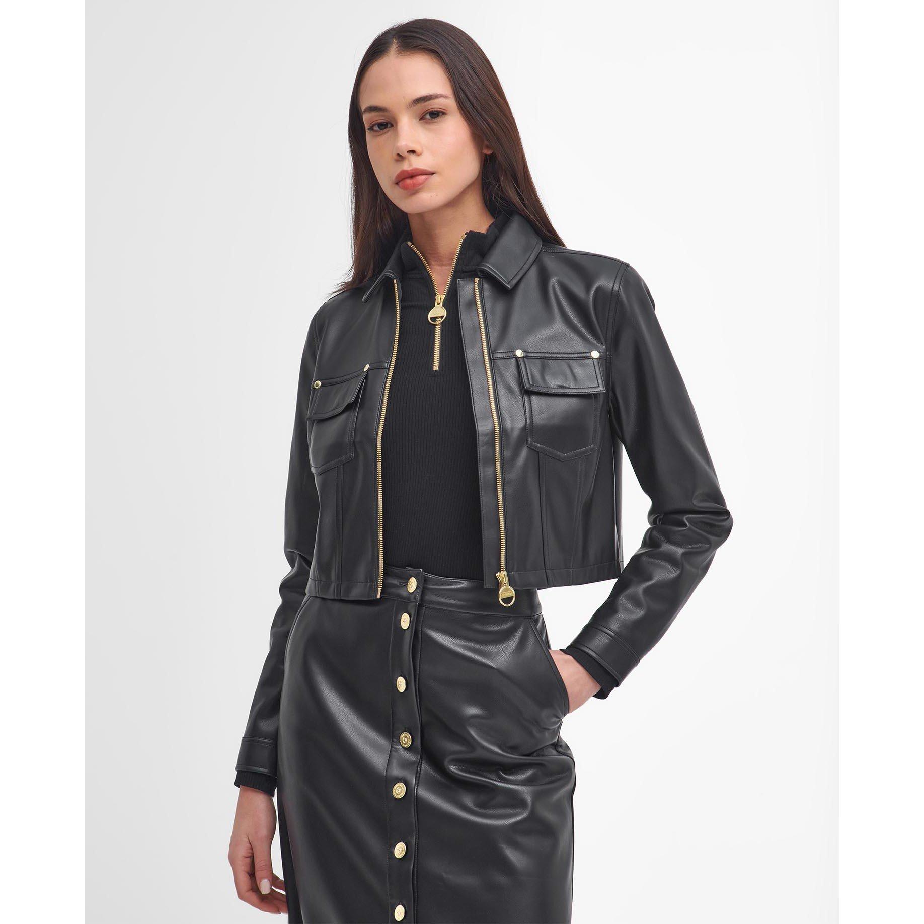 Black - Barbour International - Women's Aria Faux Leather Jacket - 1