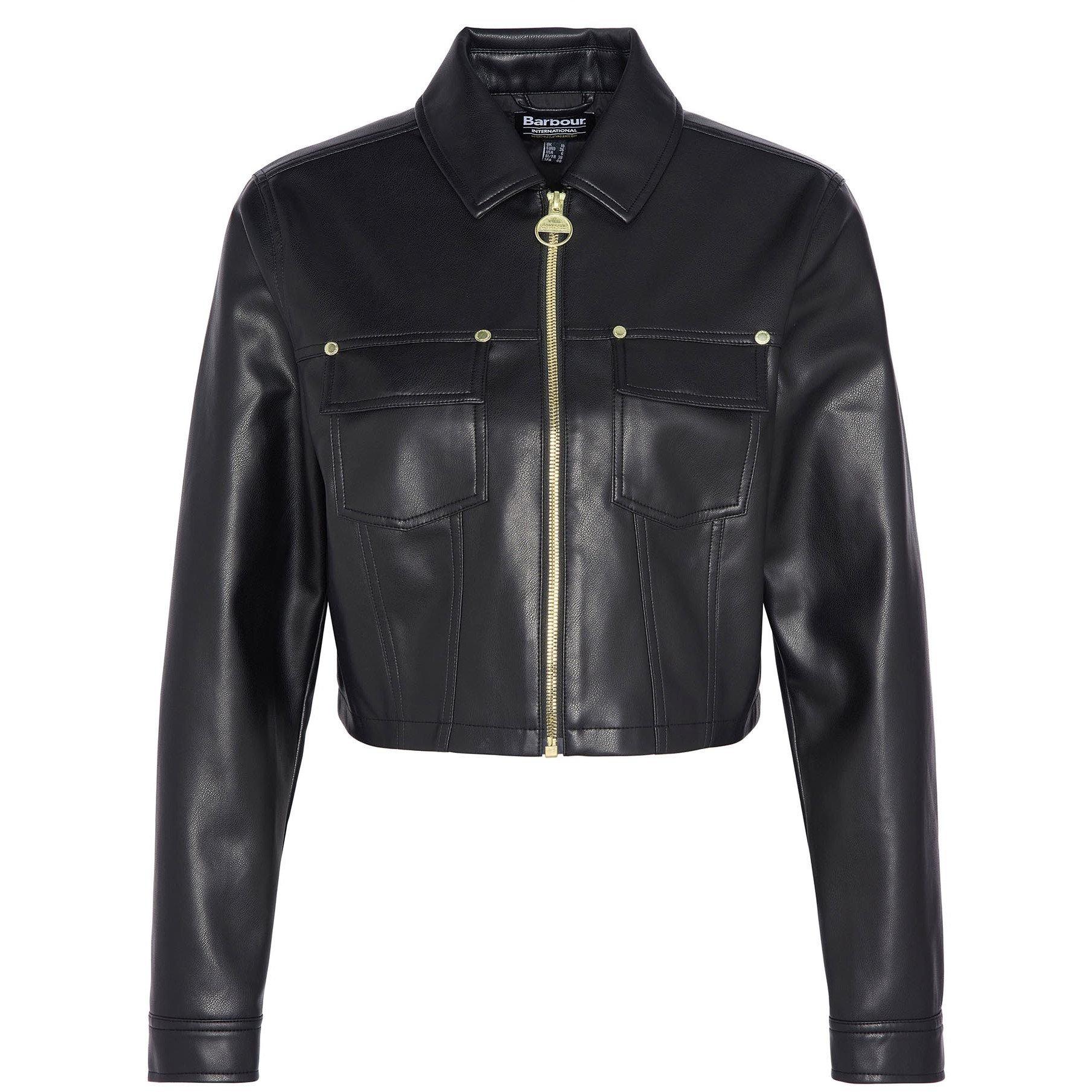 Black - Barbour International - Women's Aria Faux Leather Jacket - 8