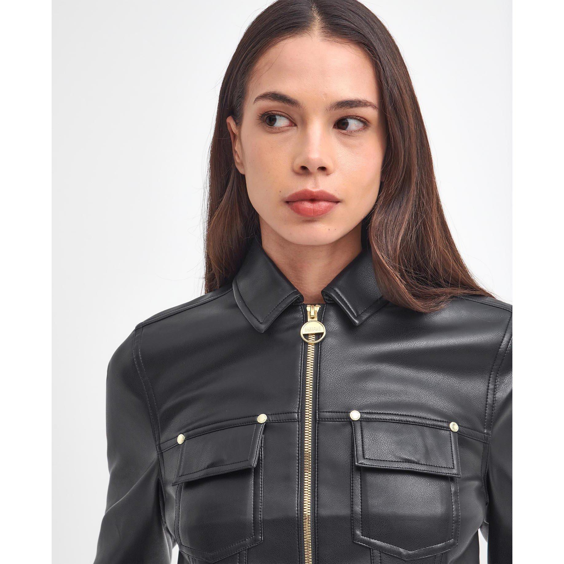 Black - Barbour International - Women's Aria Faux Leather Jacket - 4