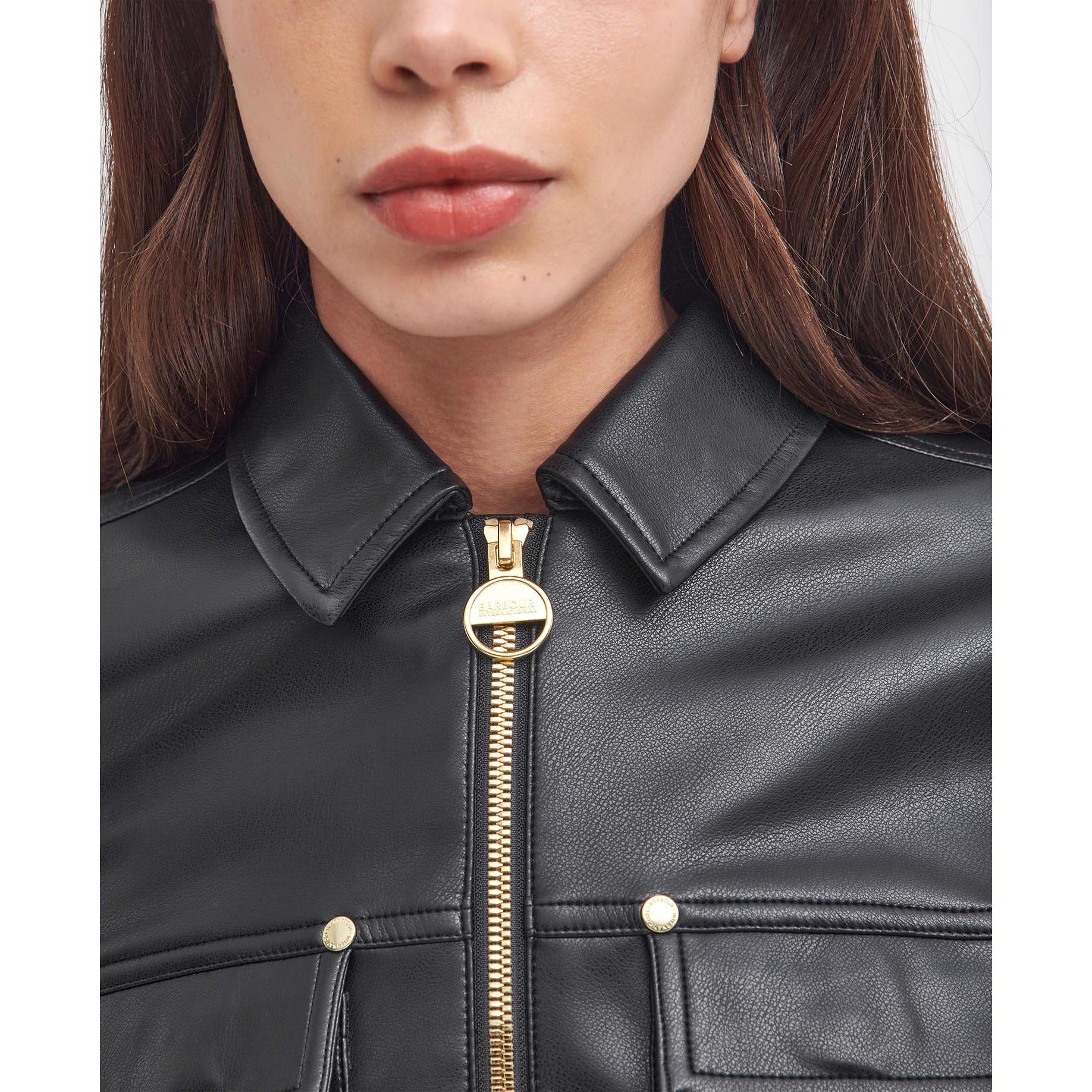 Black - Barbour International - Women's Aria Faux Leather Jacket - 5