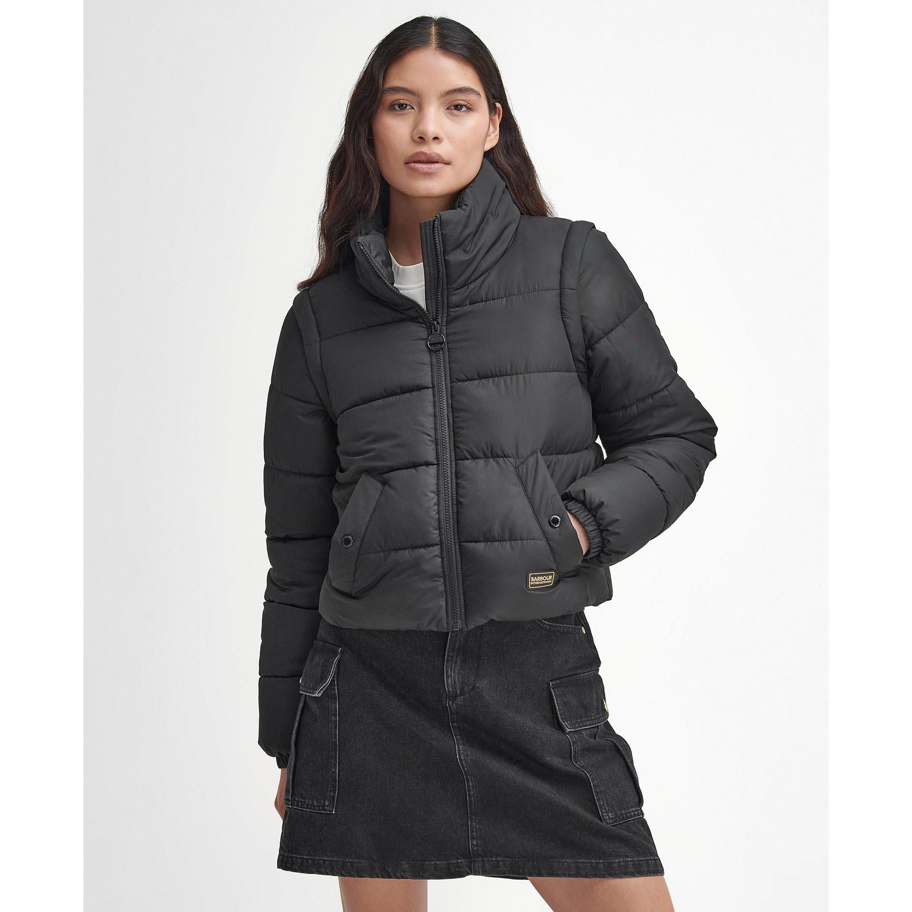 Black - Barbour International - Women's Webber Convertible Fiber Down Short Puffer Jacket - 1