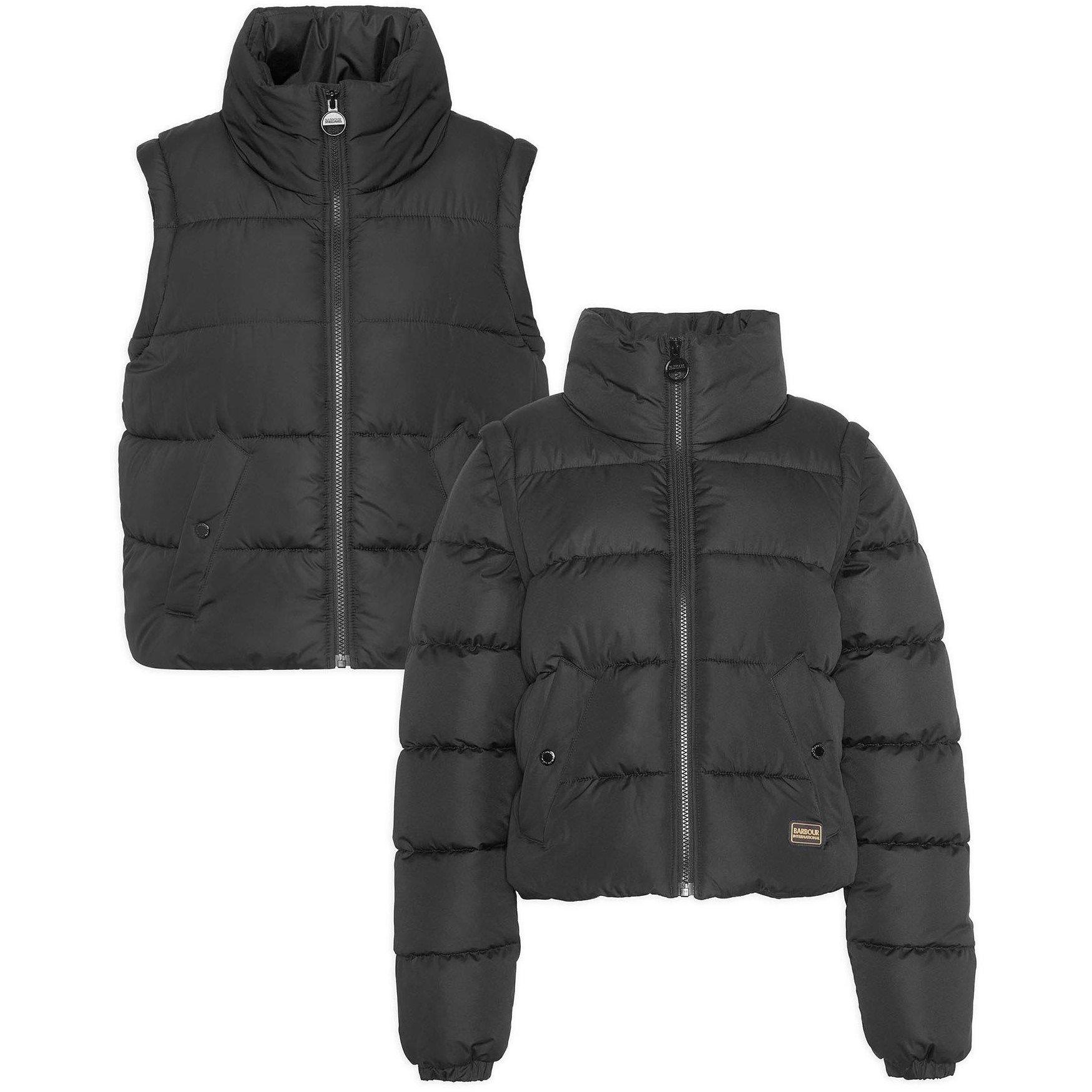 Black - Barbour International - Women's Webber Convertible Fiber Down Short Puffer Jacket - 9