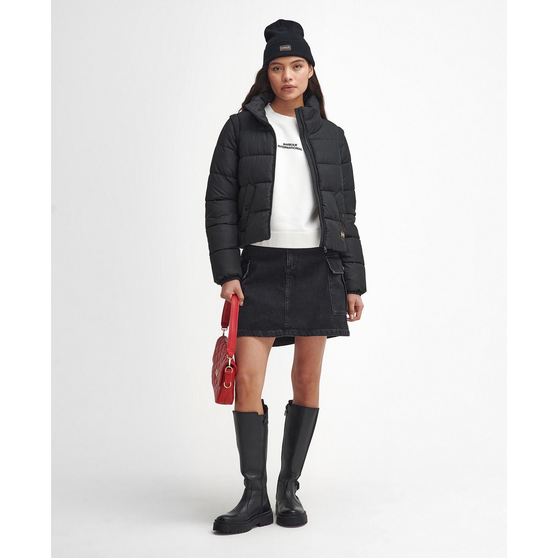 Black - Barbour International - Women's Webber Convertible Fiber Down Short Puffer Jacket - 3