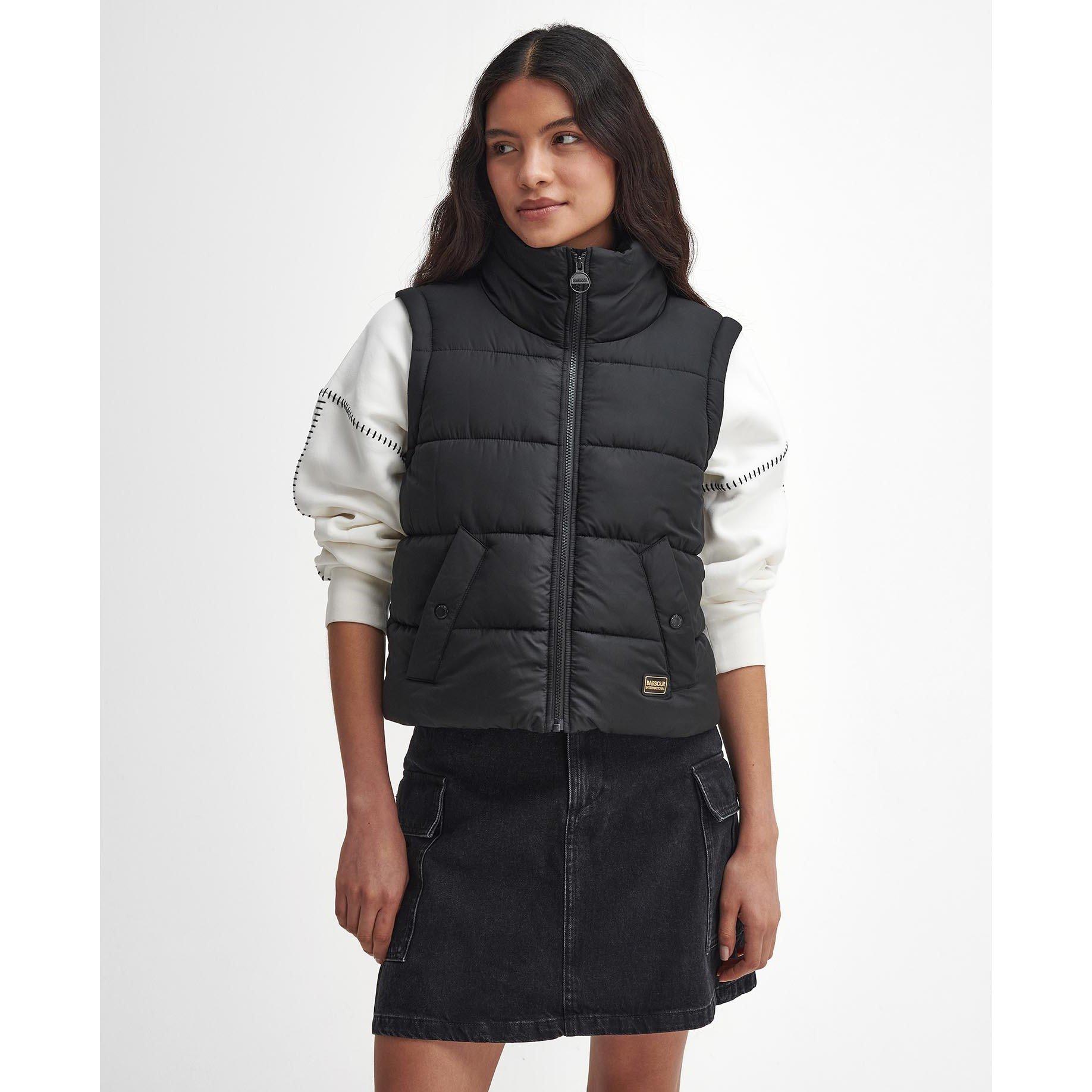 Black - Barbour International - Women's Webber Convertible Fiber Down Short Puffer Jacket - 5