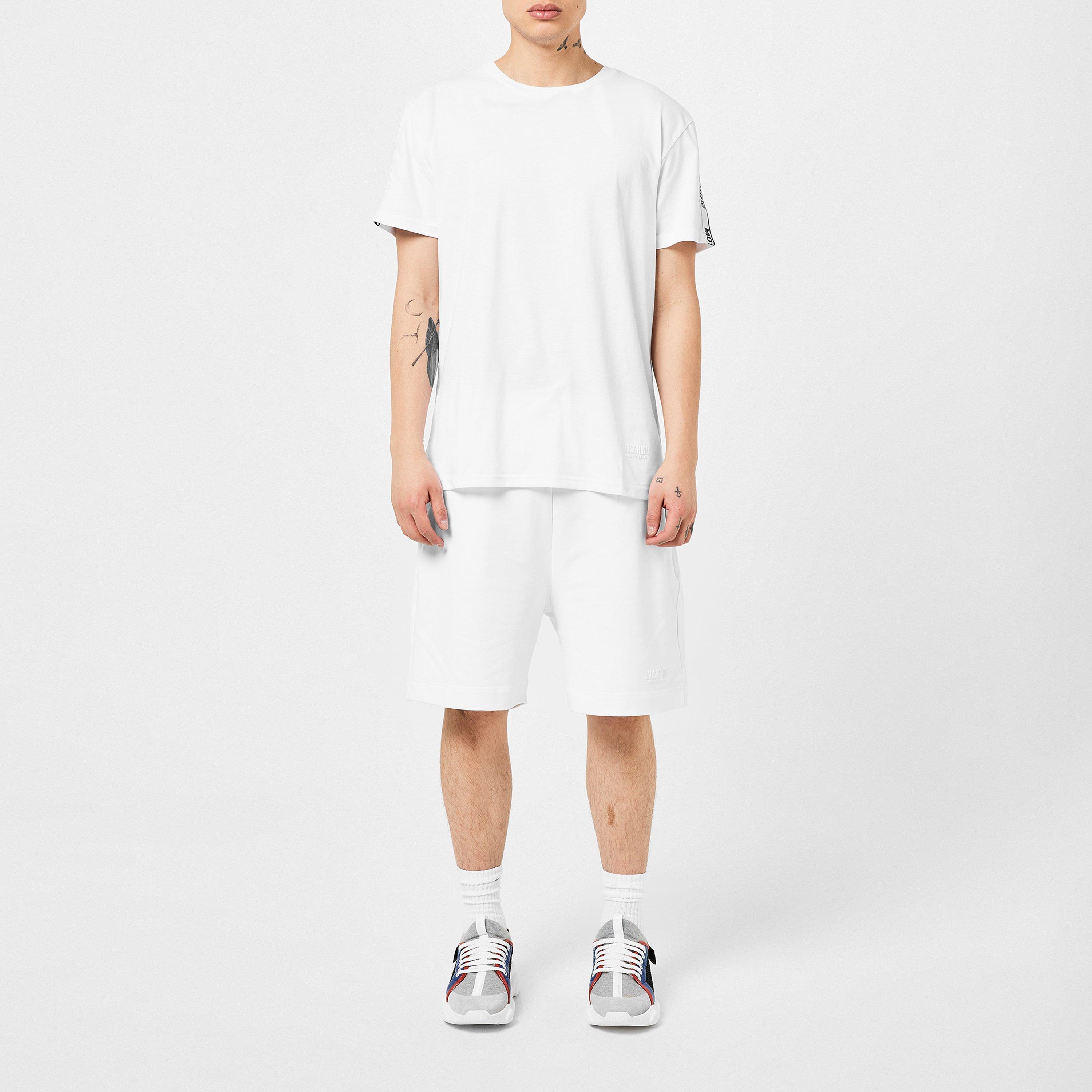 White - Moschino - Men's Bear Logo Tape Regular Fit T-Shirt - 4