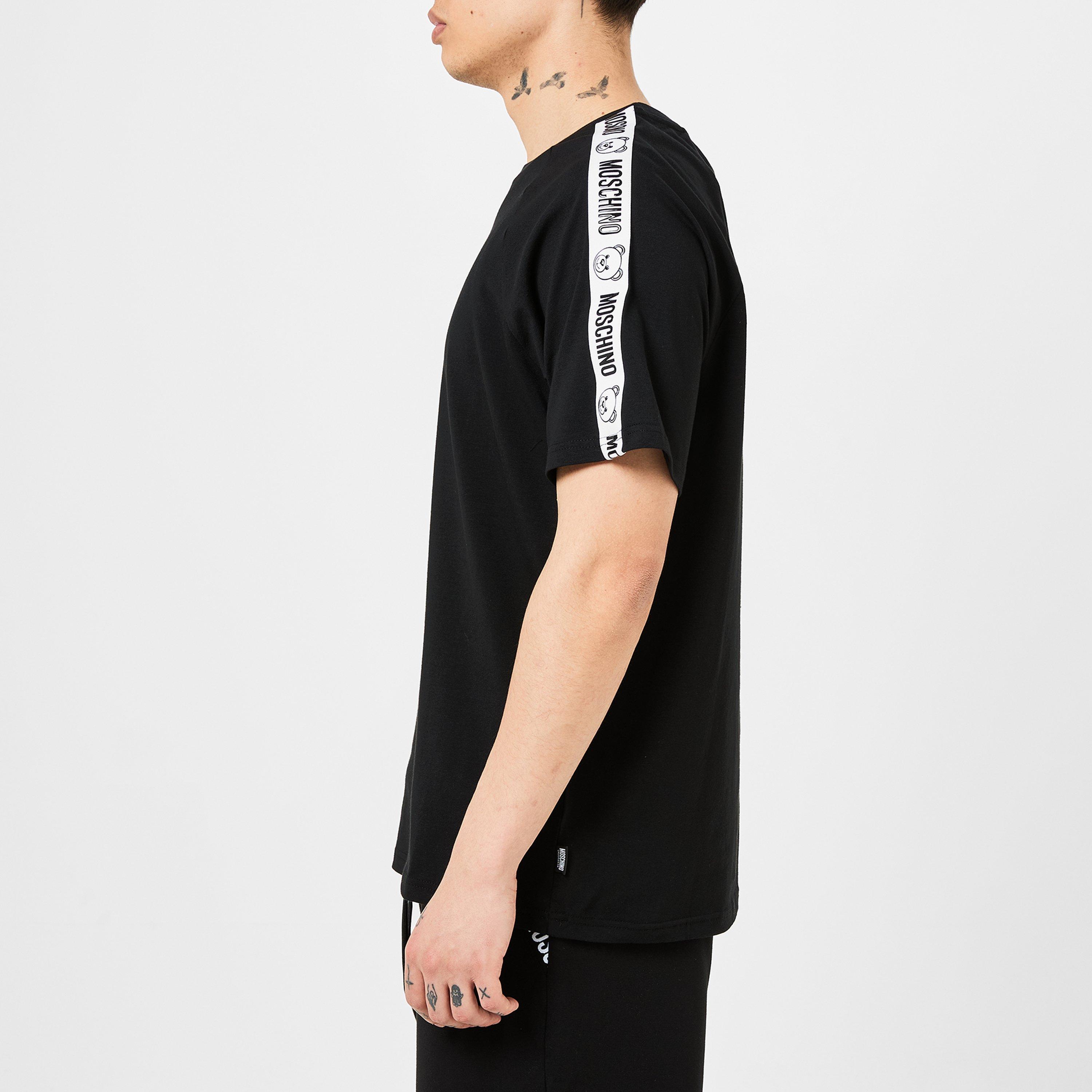 Black - Moschino - Men's Tape Regular Fit T-Shirt - 2