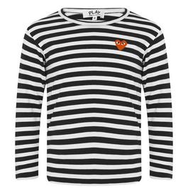 Comme des Garcons PLAY Striped Peeping Heart T Shirt Junior