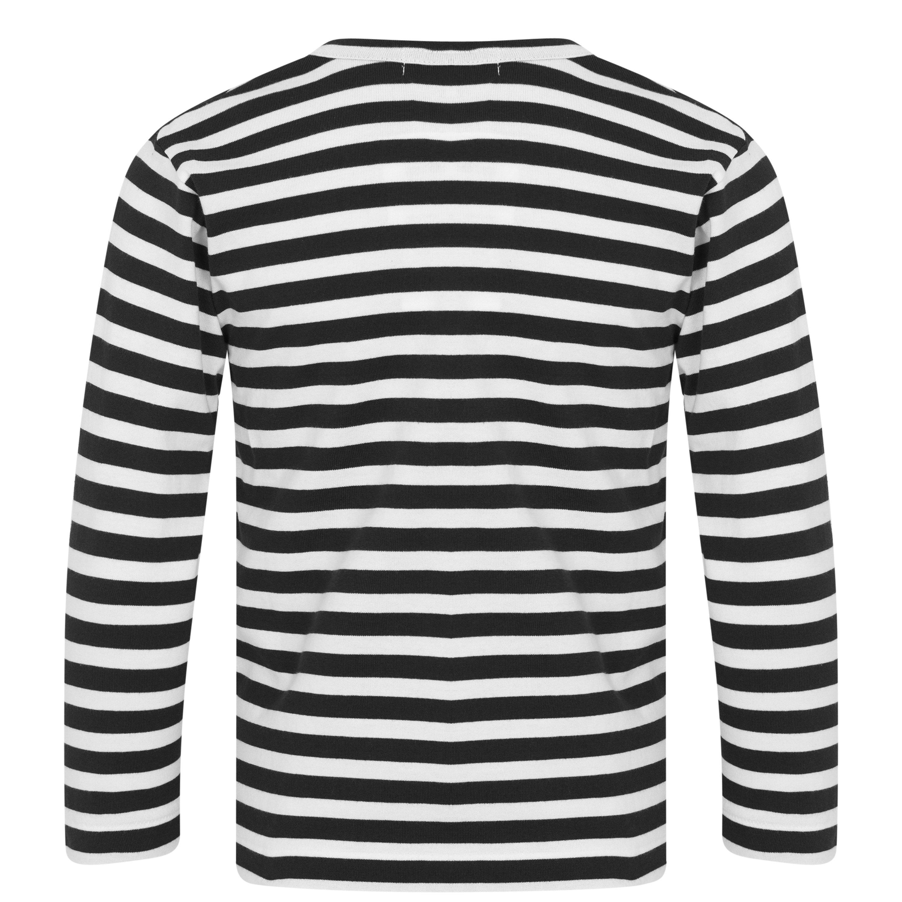 Black 1 - Comme des Garcons PLAY - Striped Peeping Heart T-Shirt Junior - 2