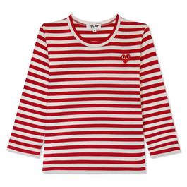 Comme des Garcons PLAY Striped Peeping Heart T Shirt Junior