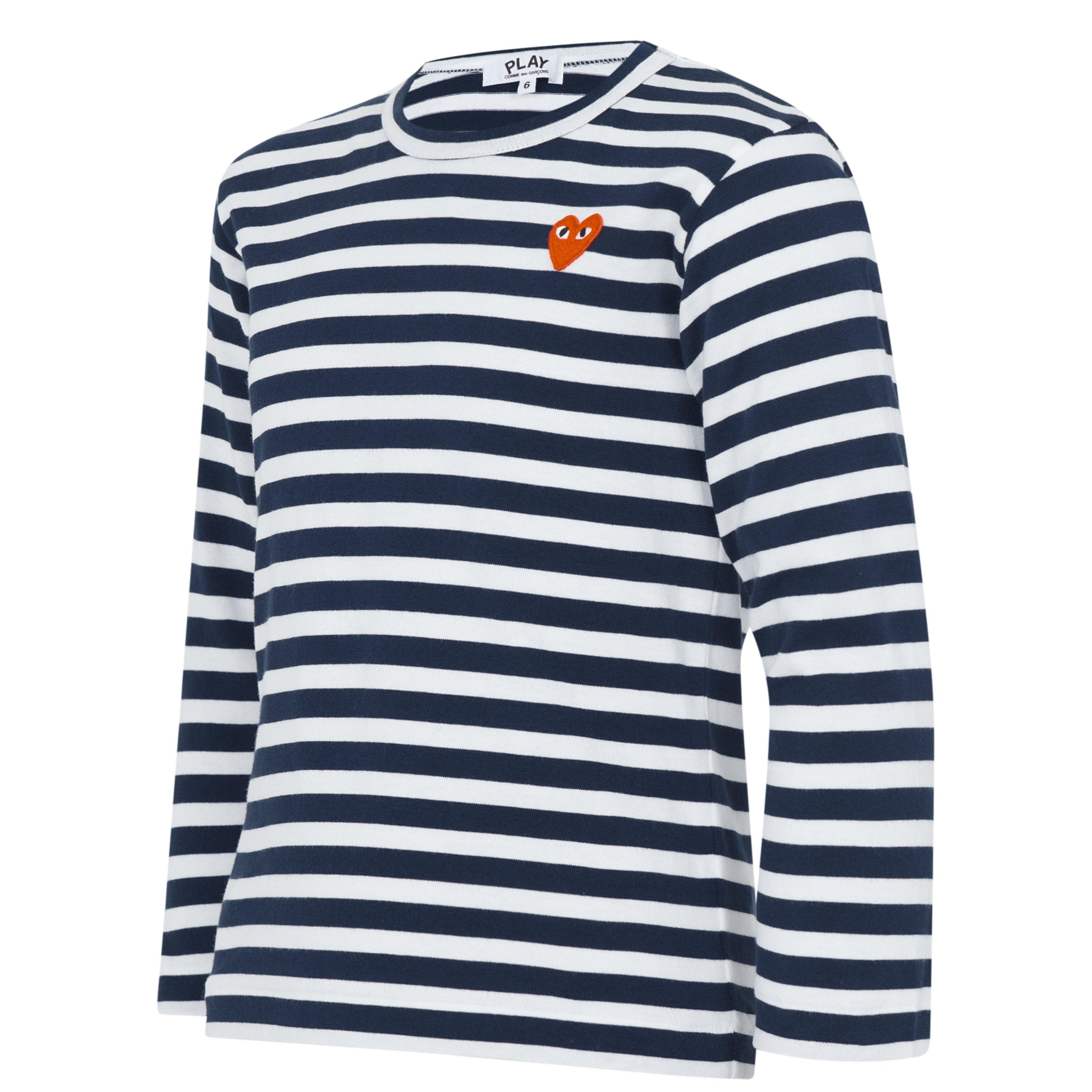 Navy 1 - Comme des Garcons PLAY - Striped Peeping Heart T-Shirt Junior - 3