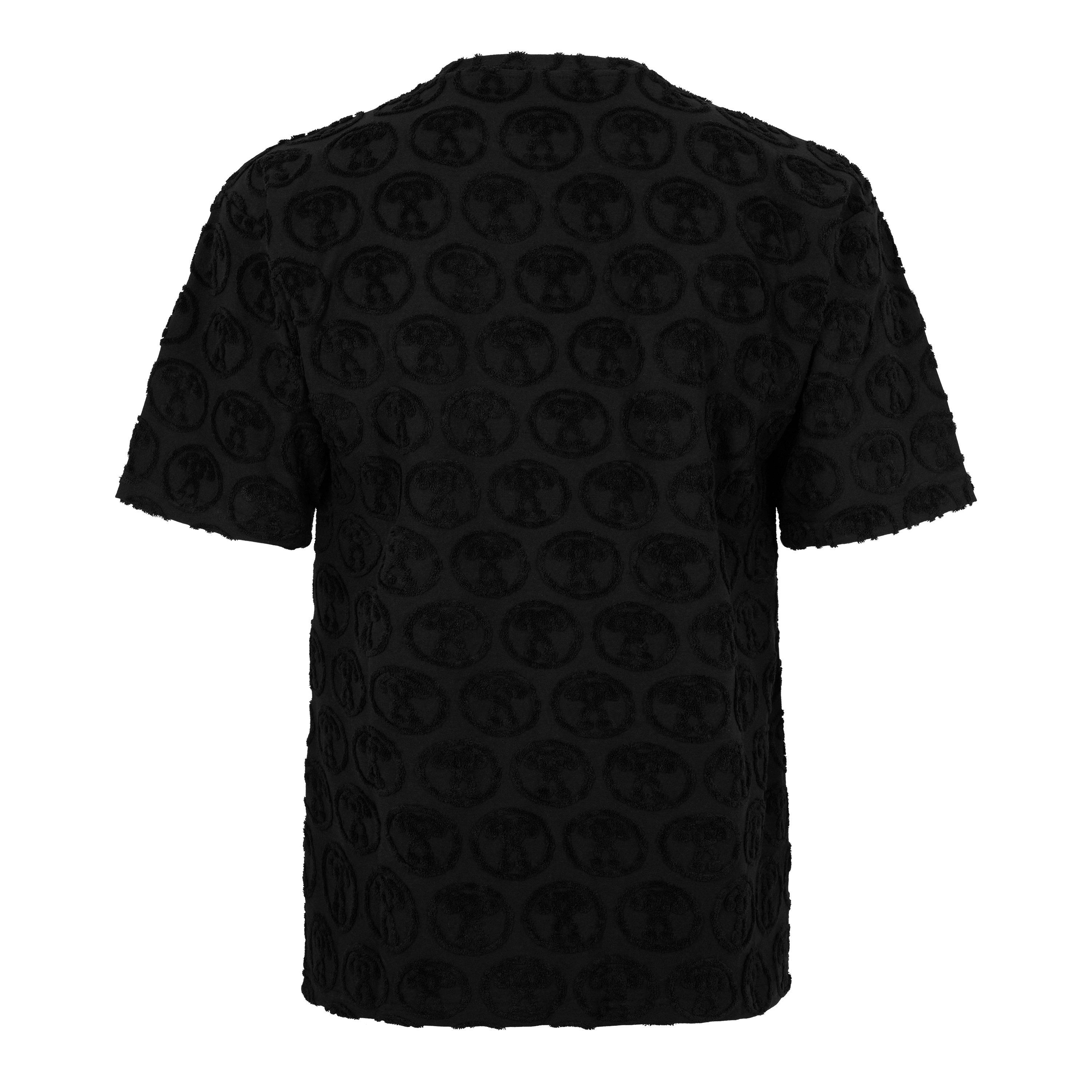 Black - Moschino - Men's All Over Logo Regular Fit T-Shirt - 6