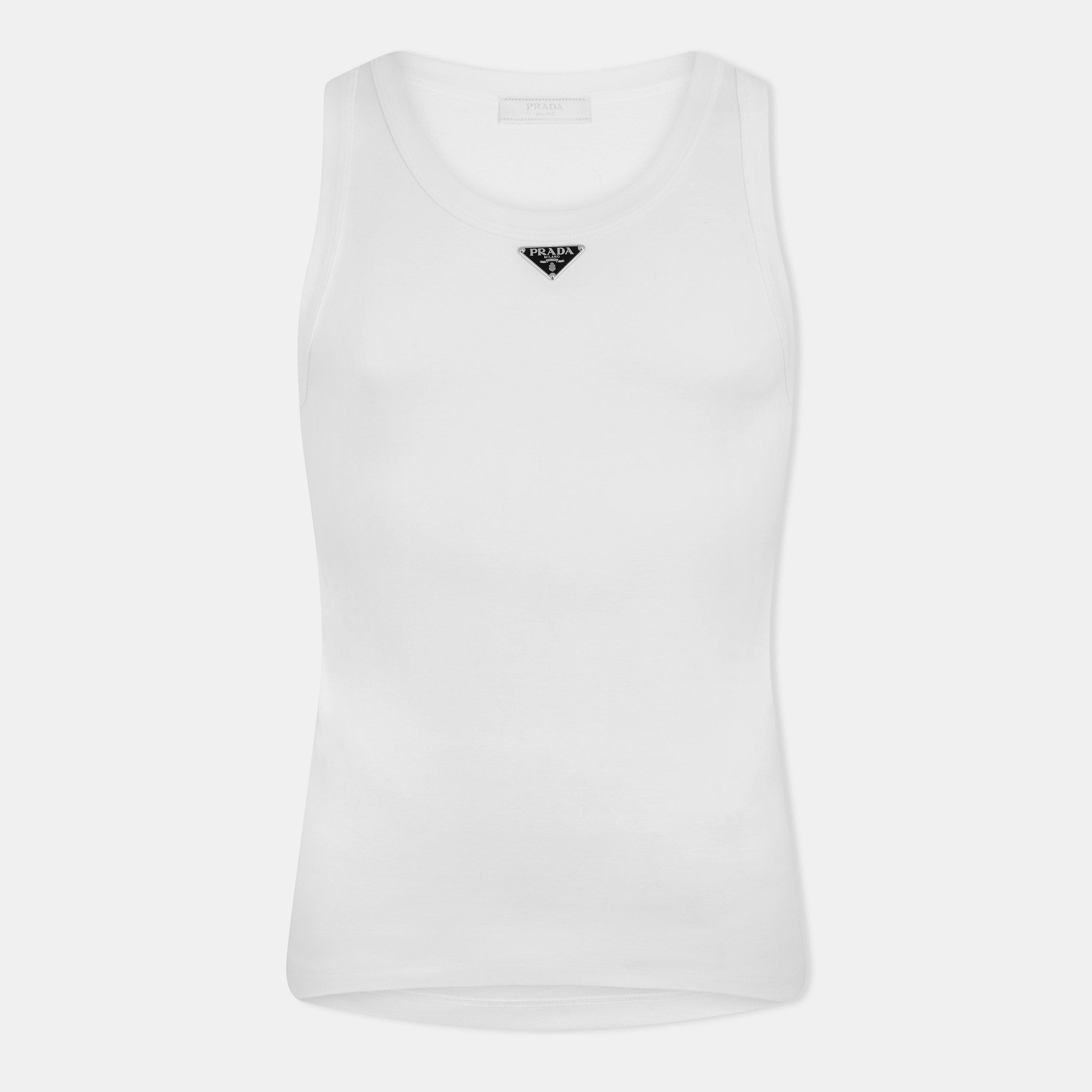 White - Prada - Skinny Fit Cotton Tank Top - 1
