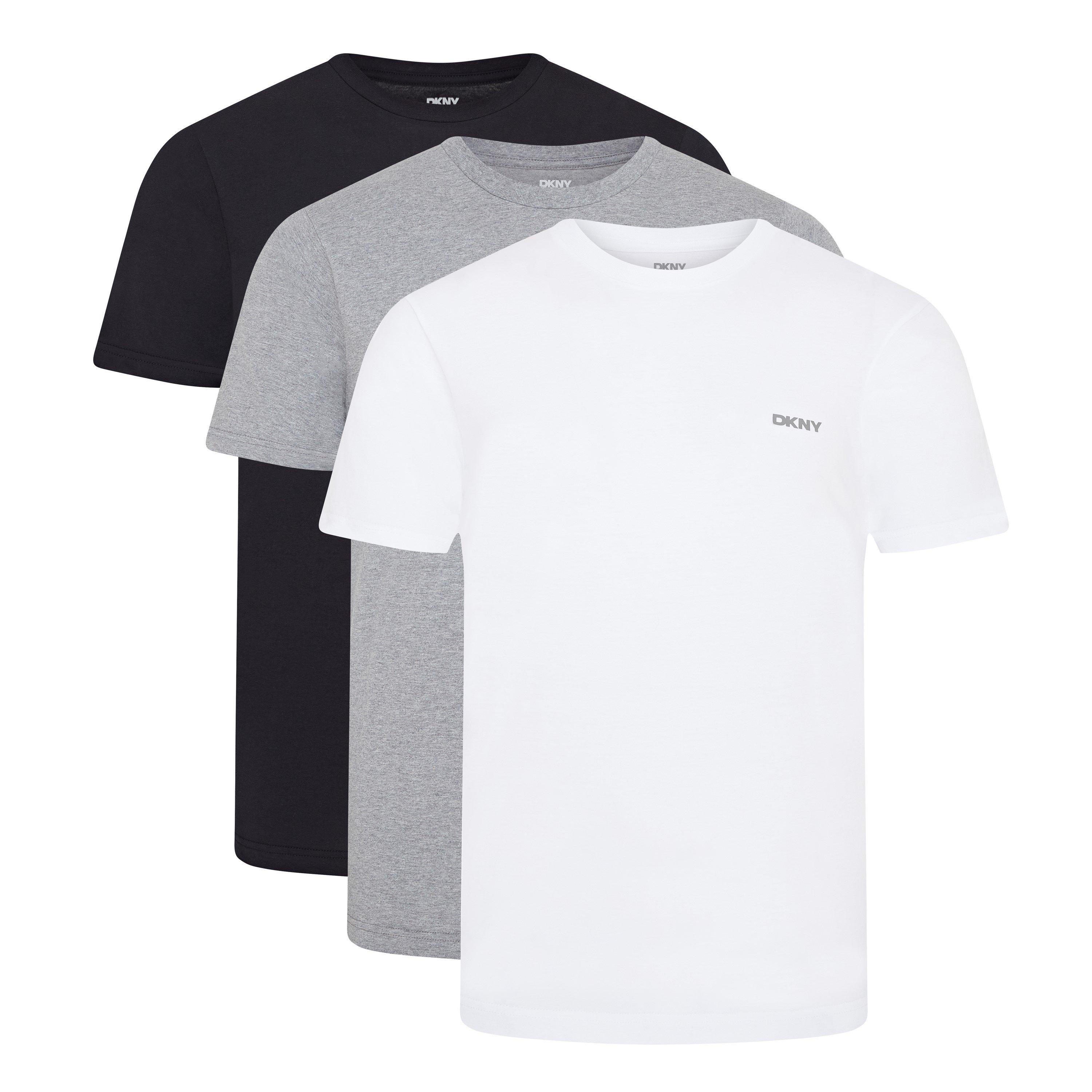 Blk/Wht/Gry - DKNY - DKNY Mens 3 Pack Short Sleeve T-Shirts Giants - 1