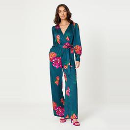 Be You Satin Satin Floral Wrap Jumpsuit