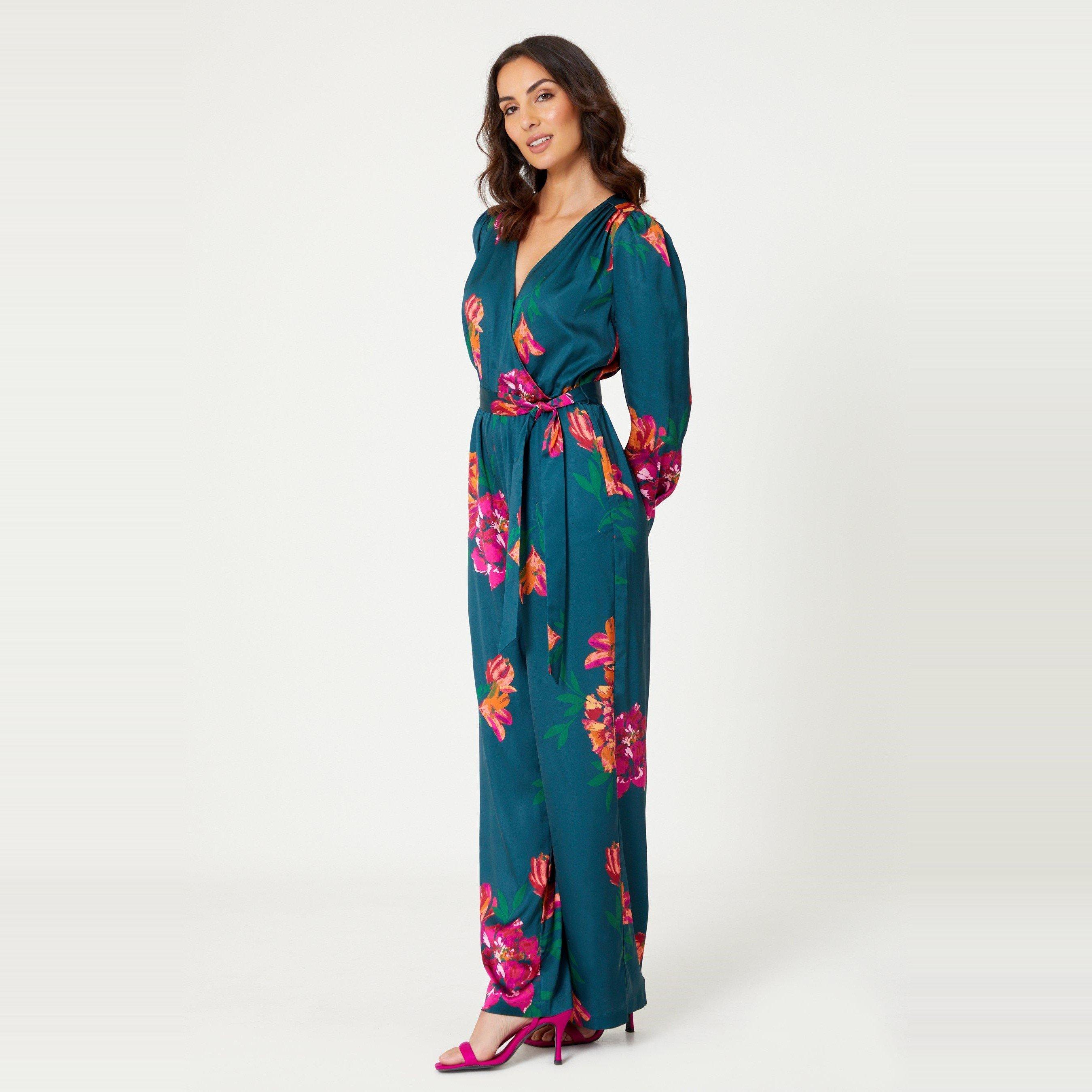 Multi - Be You - Satin Floral Wrap Jumpsuit - 3