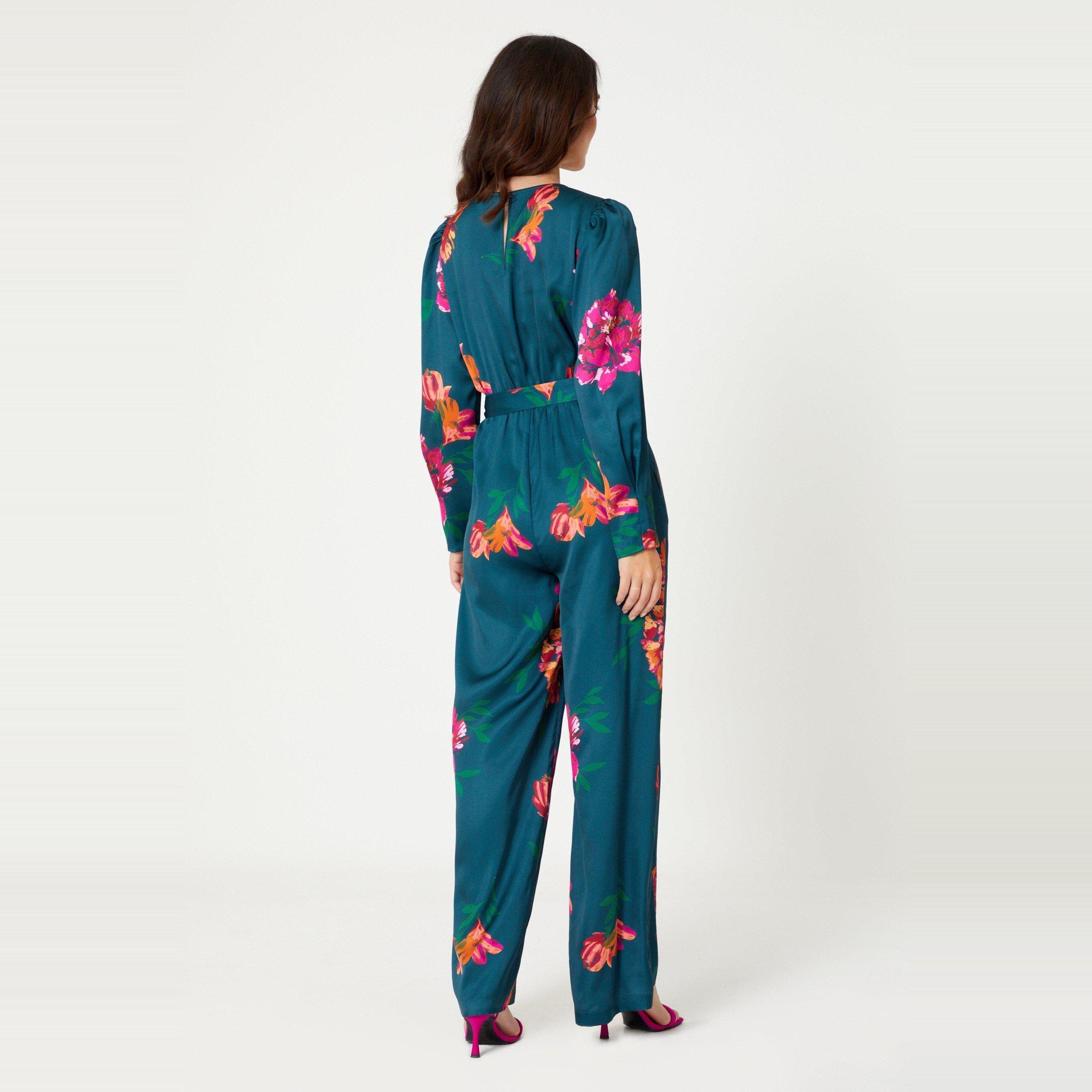 Multi - Be You - Satin Floral Wrap Jumpsuit - 4