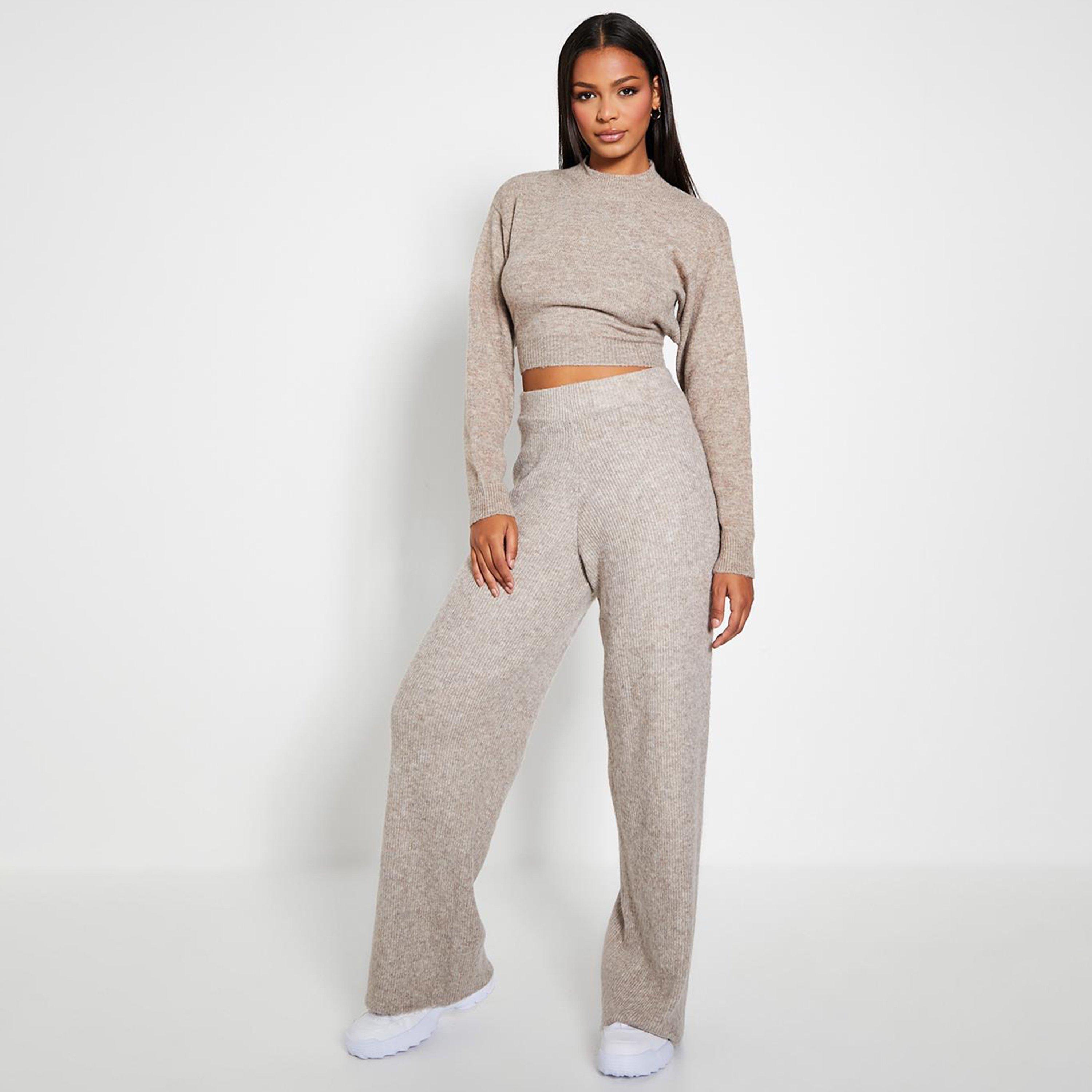 Mocha - I Saw It First - ISAWITFIRST Recycled Blend Tie Back Cosy Knit Cropped Jumper - 2