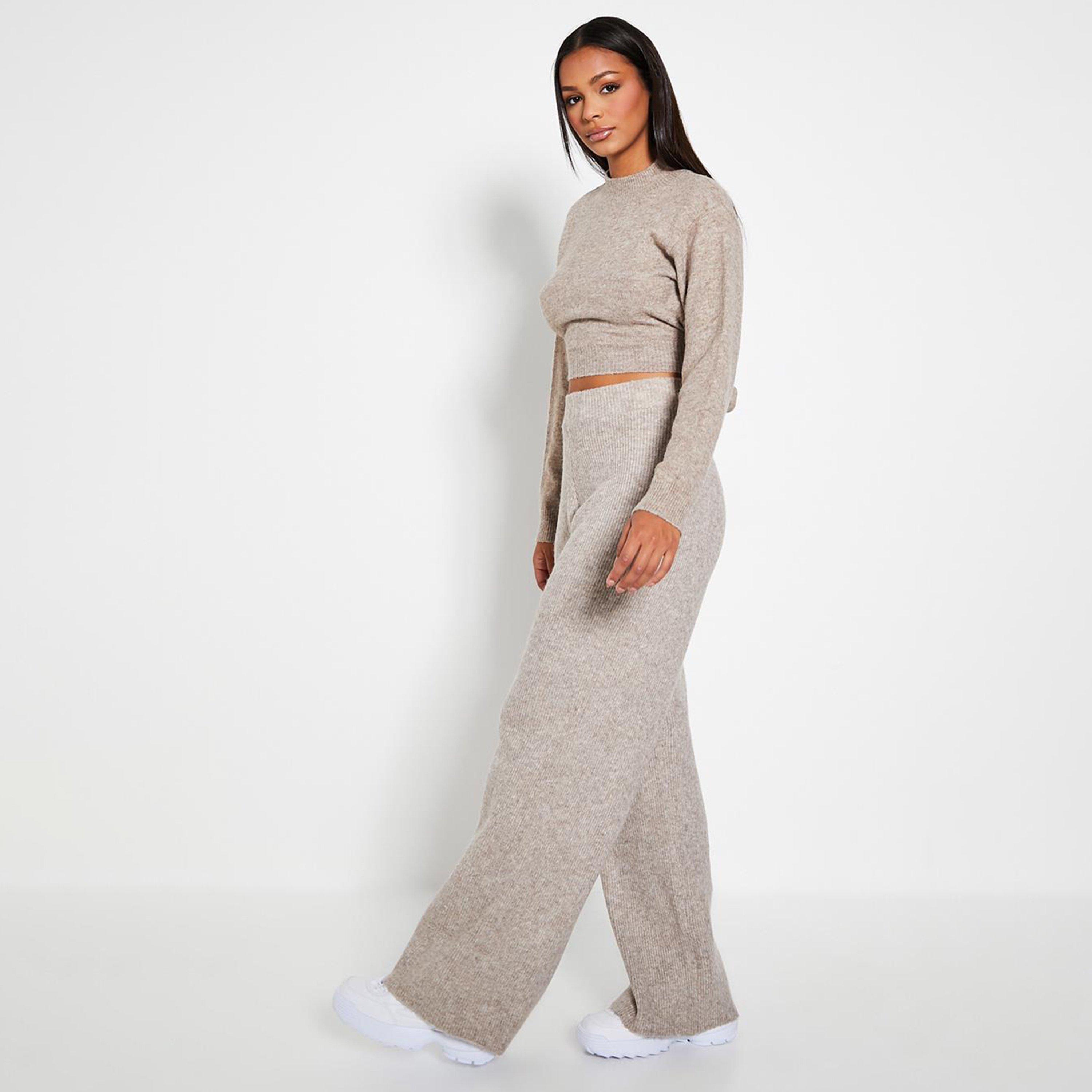 Mocha - I Saw It First - ISAWITFIRST Recycled Blend Tie Back Cosy Knit Cropped Jumper - 3