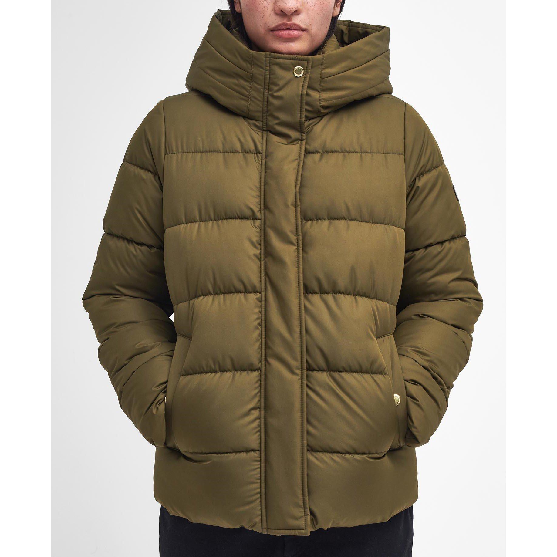 Empire Green - Barbour International - Women's Barron Quilted Funnel Collar Short Puffer Jacket - 6