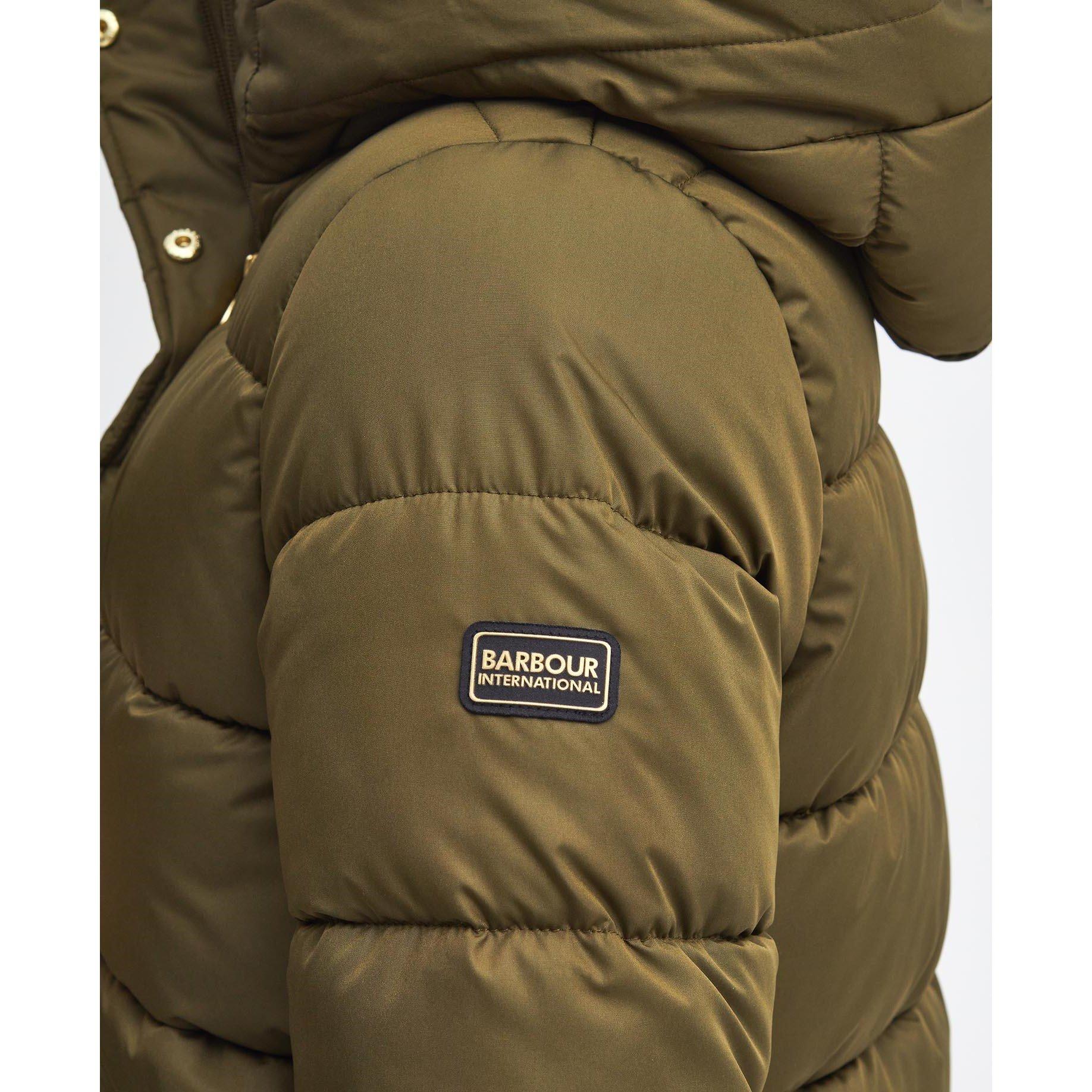 Empire Green - Barbour International - Women's Barron Quilted Funnel Collar Short Puffer Jacket - 7