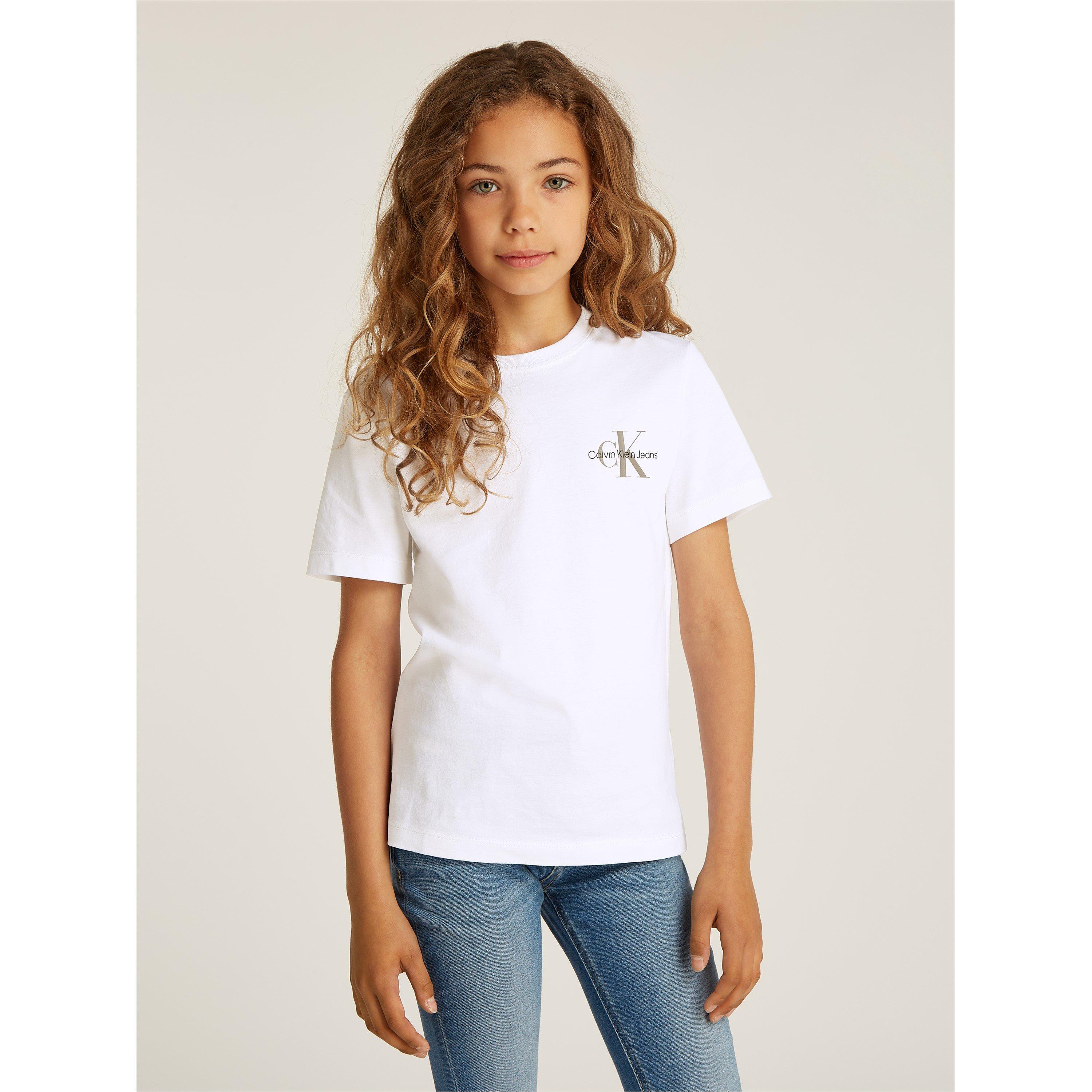 White YAF - Calvin Klein Jeans - Unisex Kids' Chest Monologo Logo T-Shirt - 2