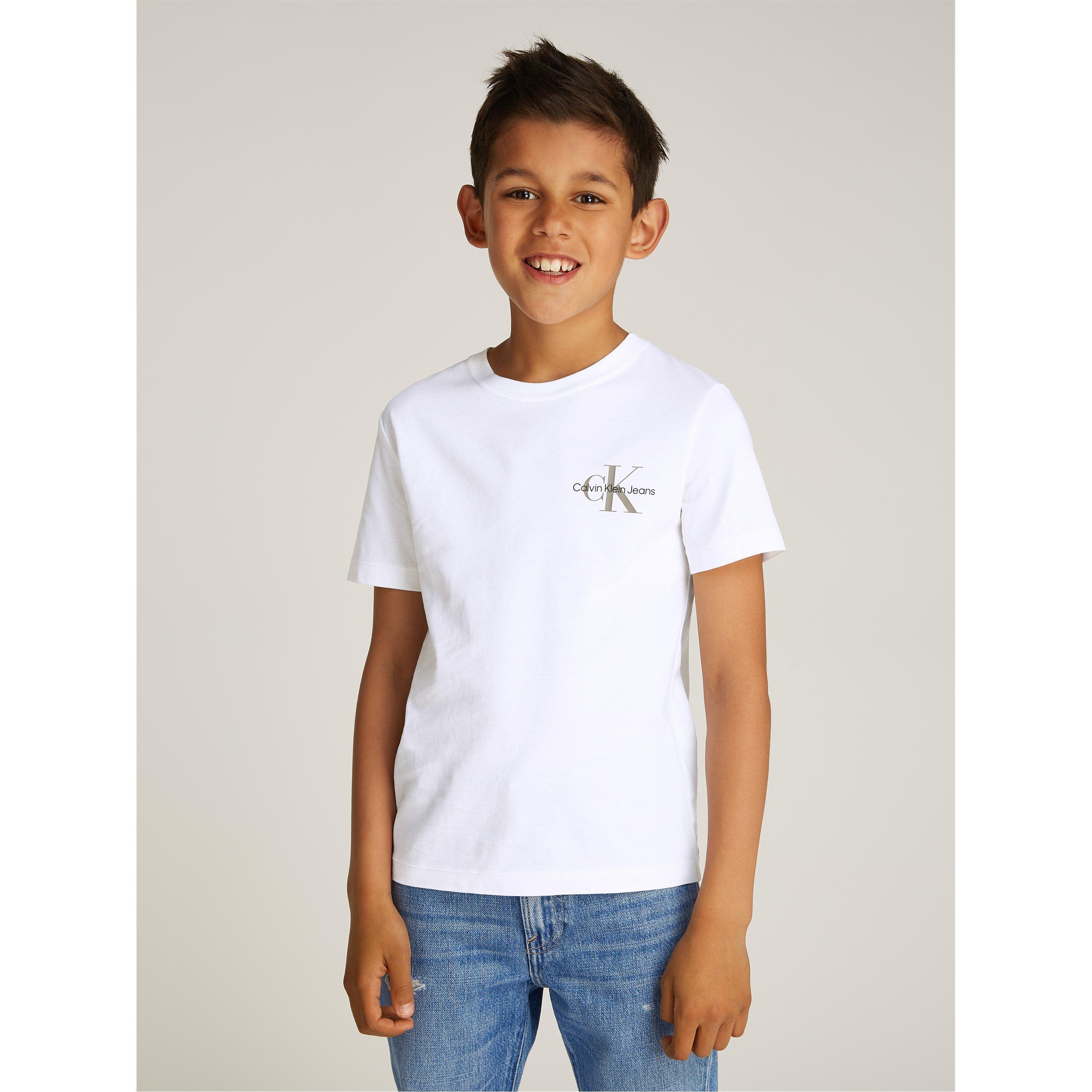 White YAF - Calvin Klein Jeans - Unisex Kids' Chest Monologo Logo T-Shirt - 3