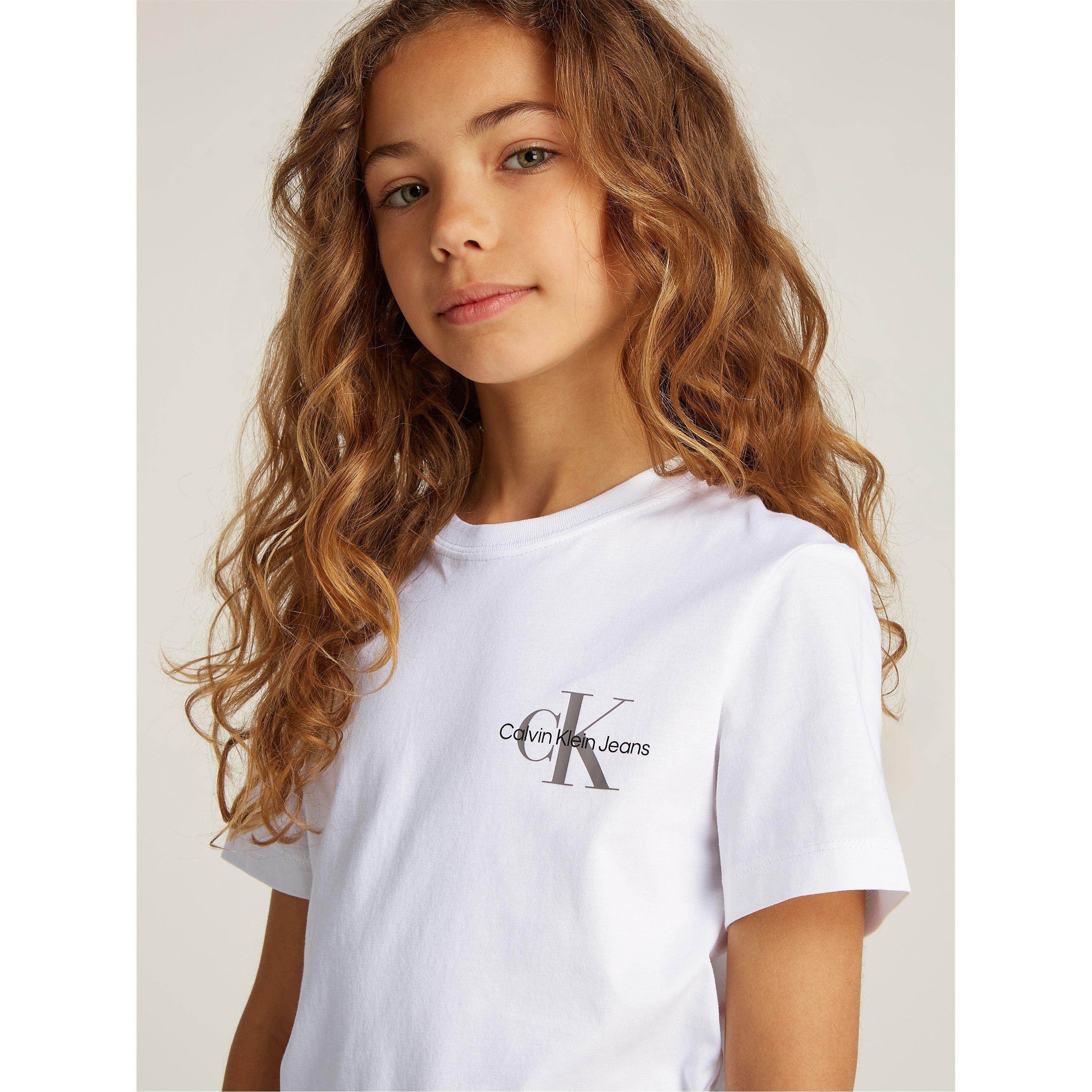 White YAF - Calvin Klein Jeans - Unisex Kids' Chest Monologo Logo T-Shirt - 5
