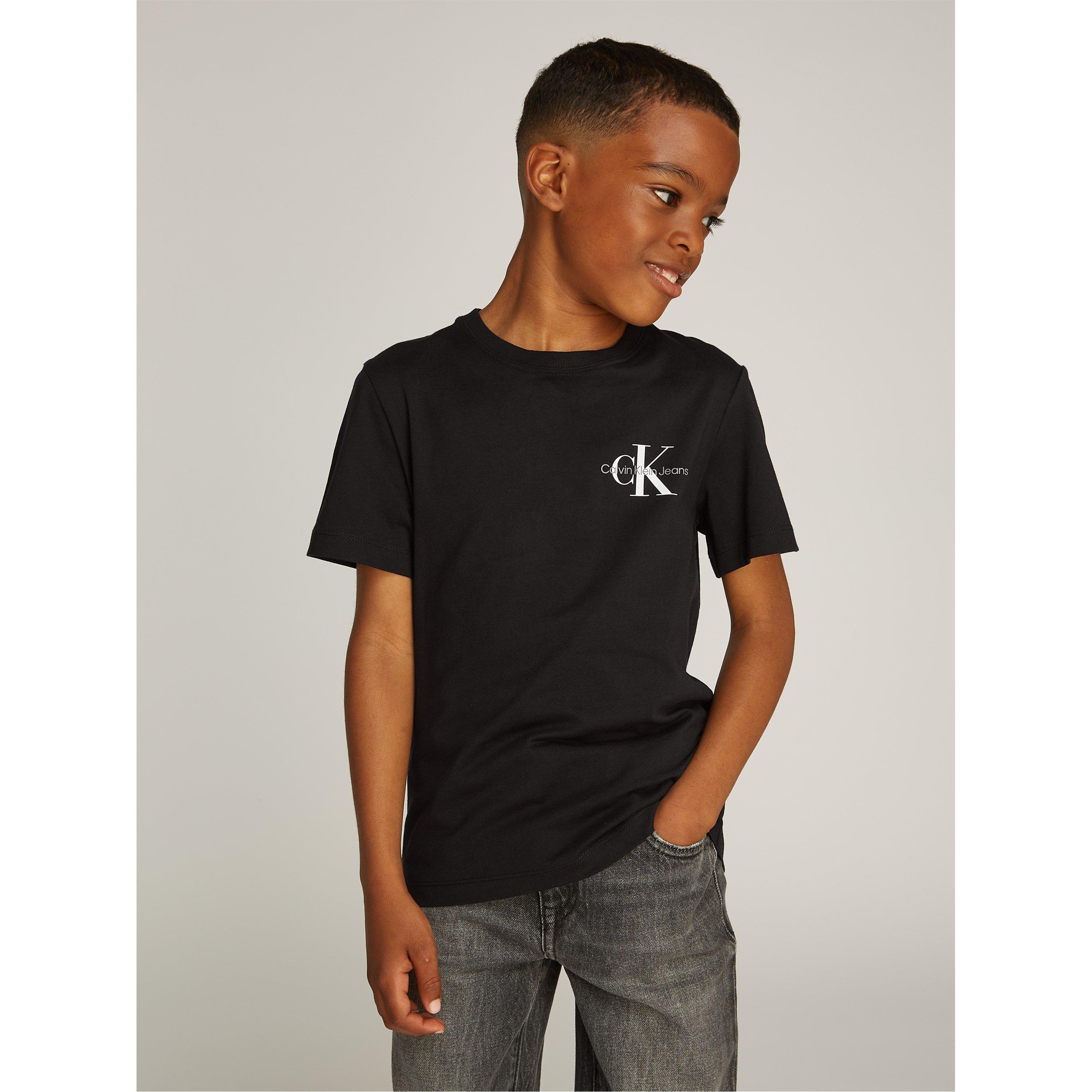 CK Black BEH - Calvin Klein Jeans - Unisex Kids' Chest Monologo Logo T-Shirt - 1