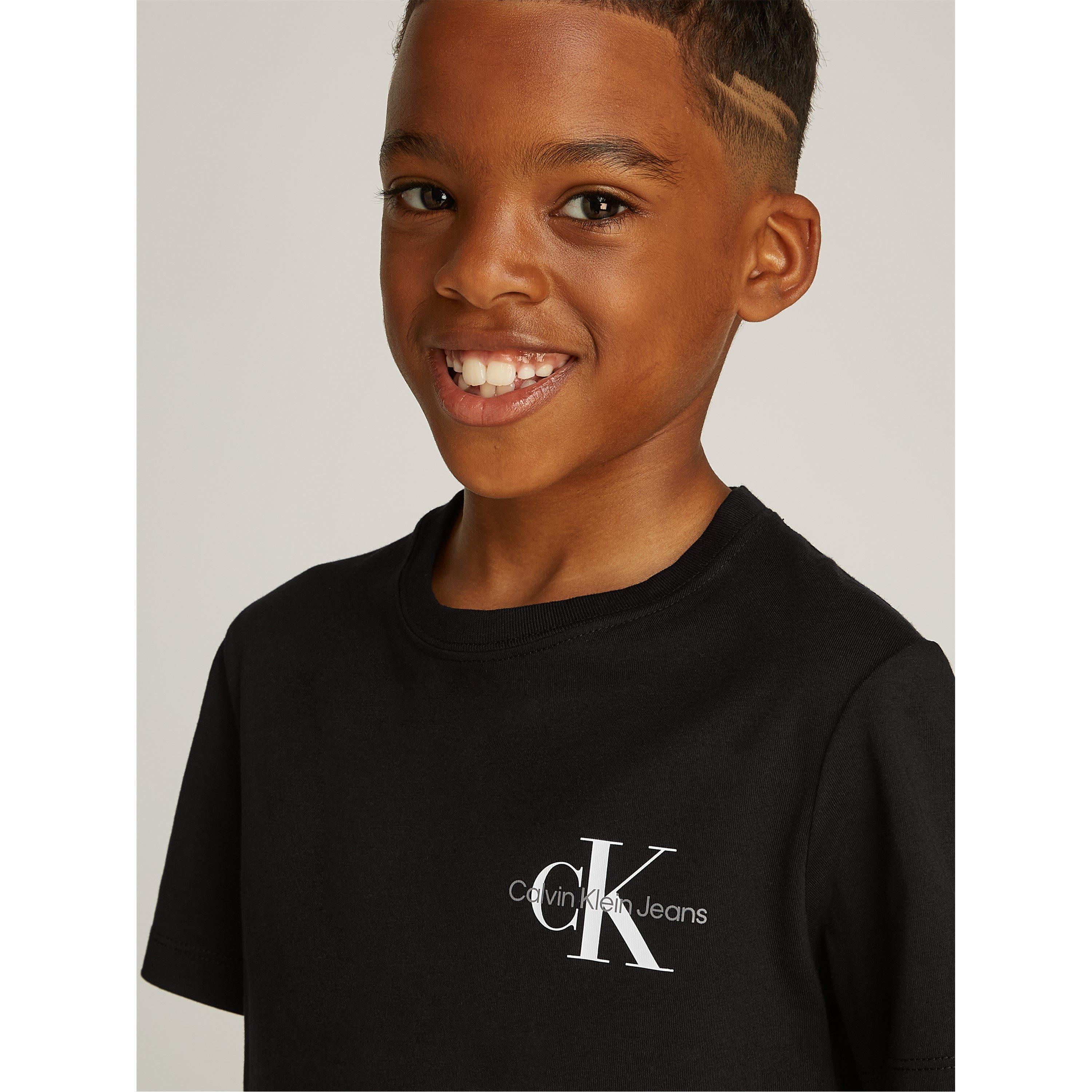 CK Black BEH - Calvin Klein Jeans - Unisex Kids' Chest Monologo Regular Fit T-Shirt - 3