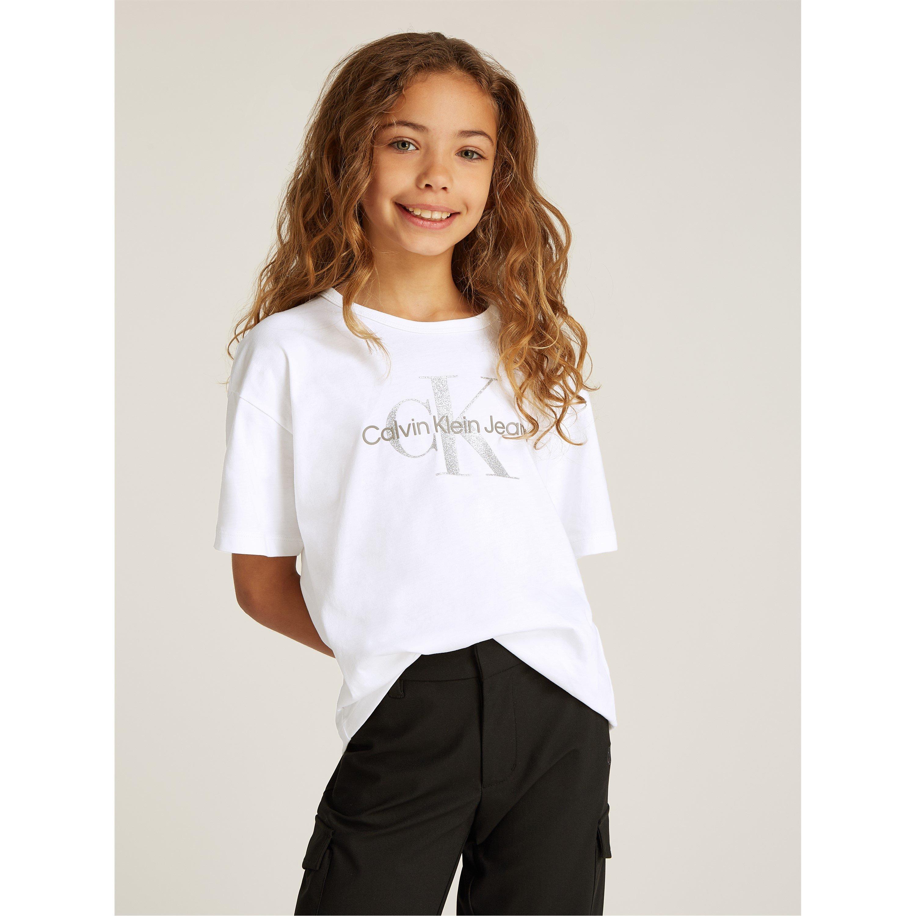 Weiß YAF - Calvin Klein Jeans - Kids' Monologo Glitter T-Shirt - 1