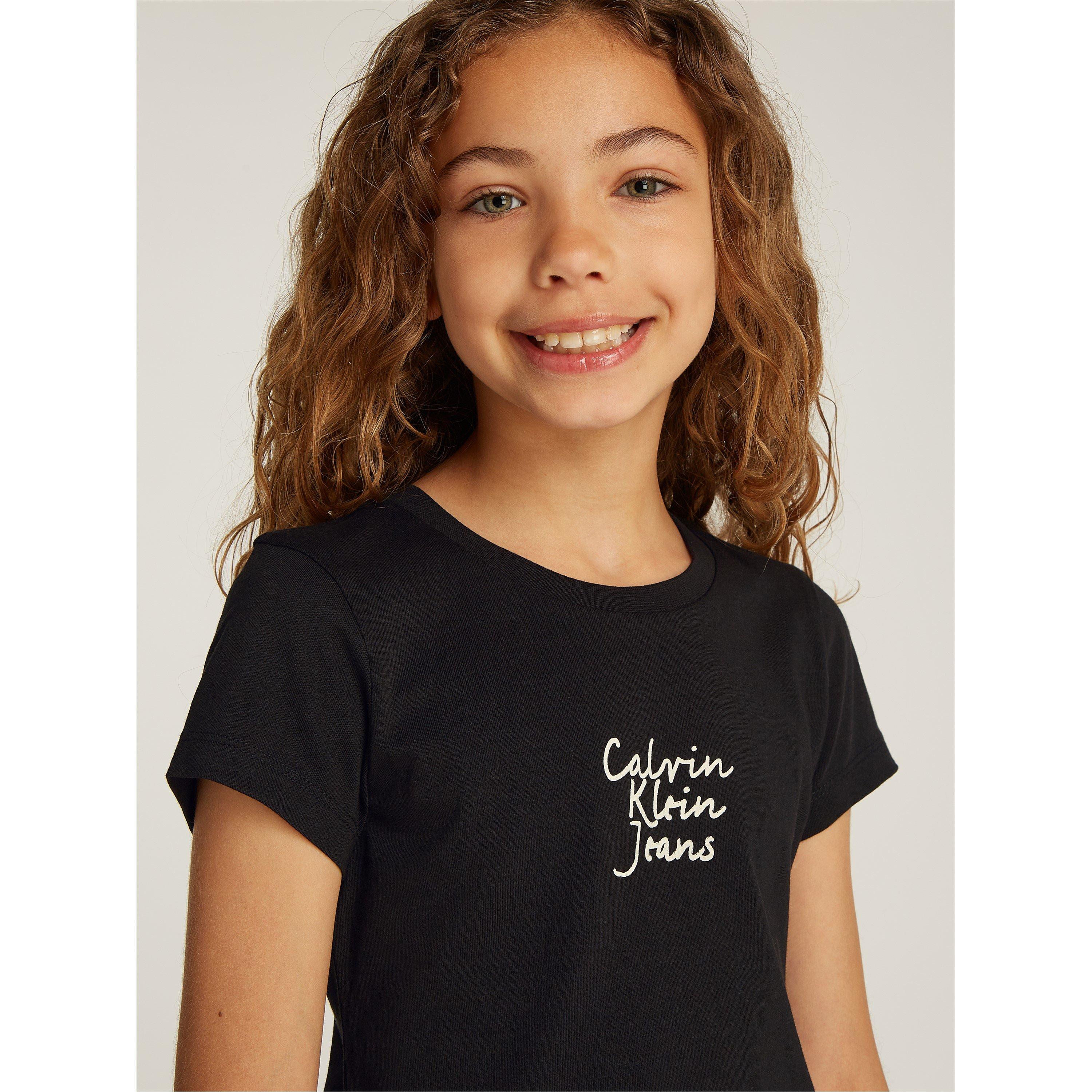 CK Black BEH - Calvin Klein Jeans - Kids' Handwriting Logo Regular Fit T-Shirt - 3
